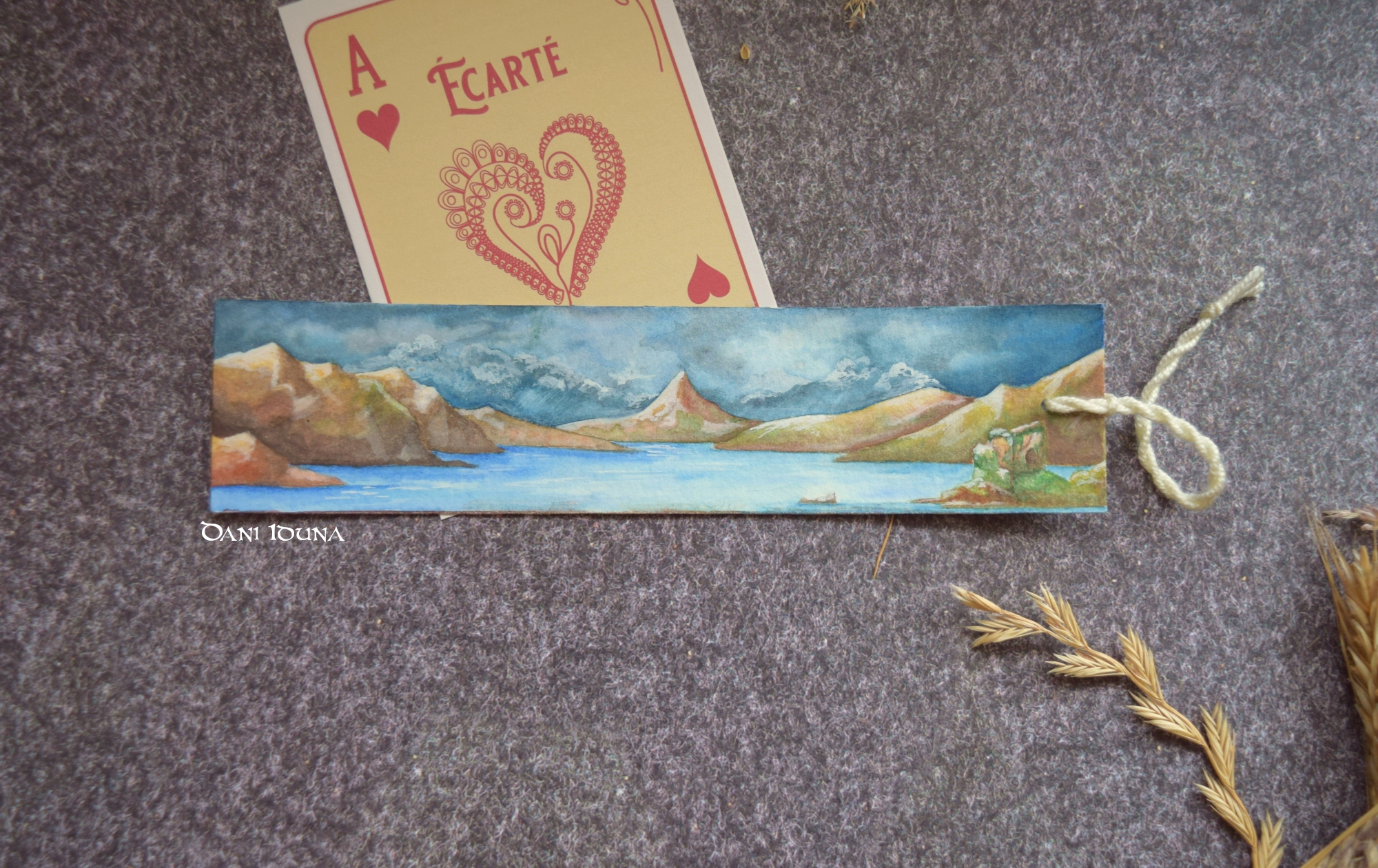 Watercolor Mountain Bookmark | Hand-Painted Fantasy Landscape | Gift for Book Lovers & Readers | Original Artwork, photo 6