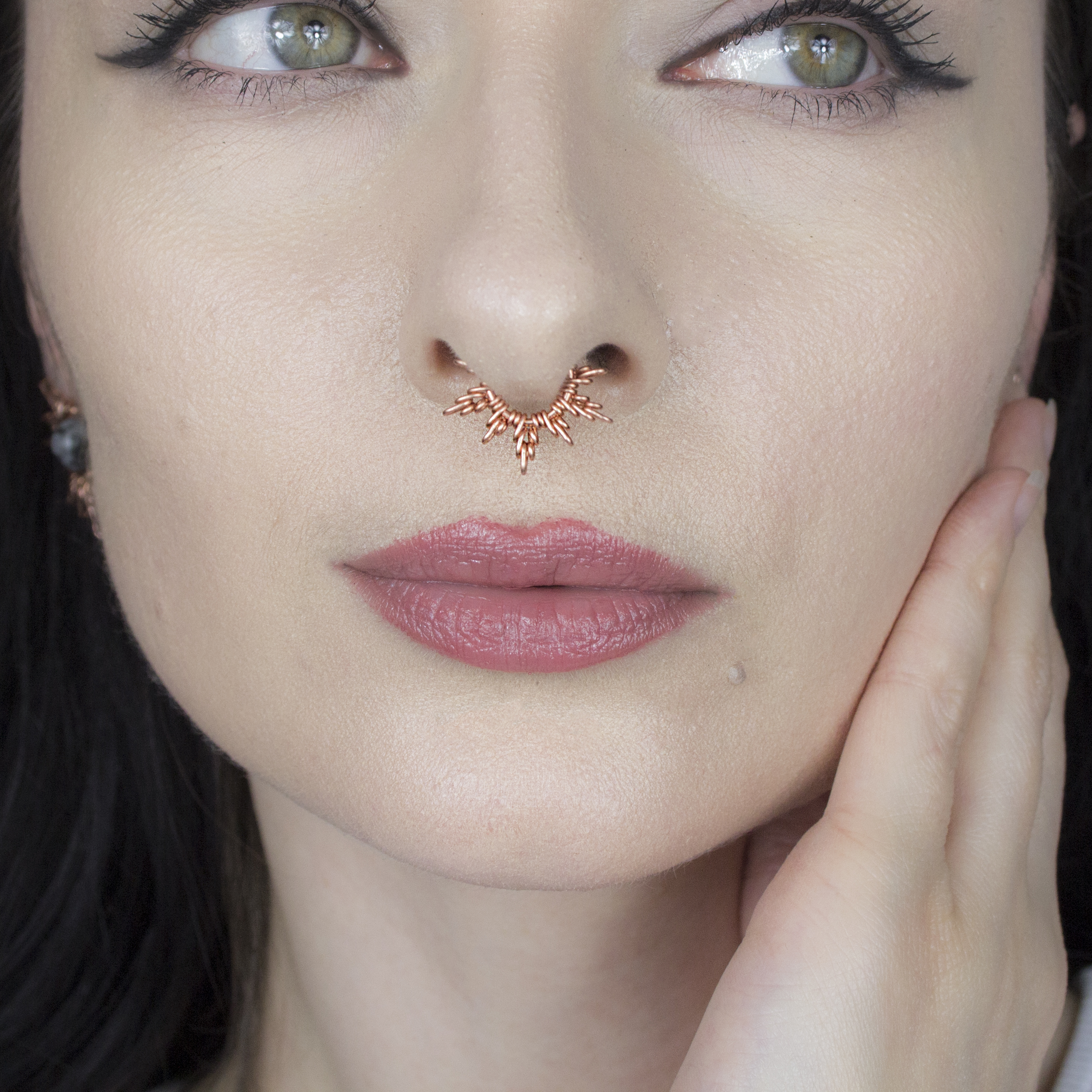Flare septum ring-Handmade nose ring-Faux septum piercing, photo 2