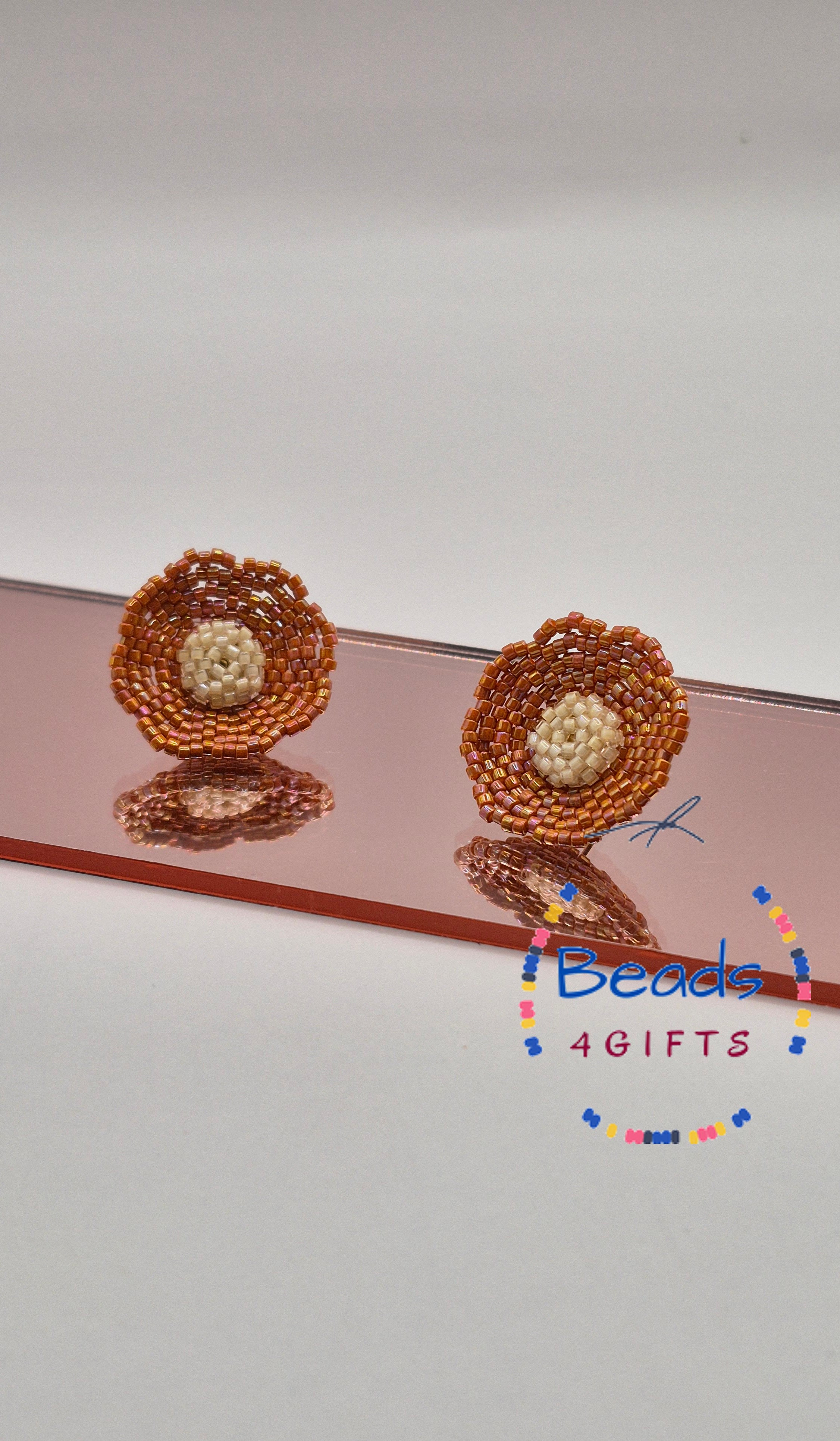 Hand Beaded FLOWER in Bloom Earrings, Miyuki Beads Floral Studs, Gift for Her, photo 3