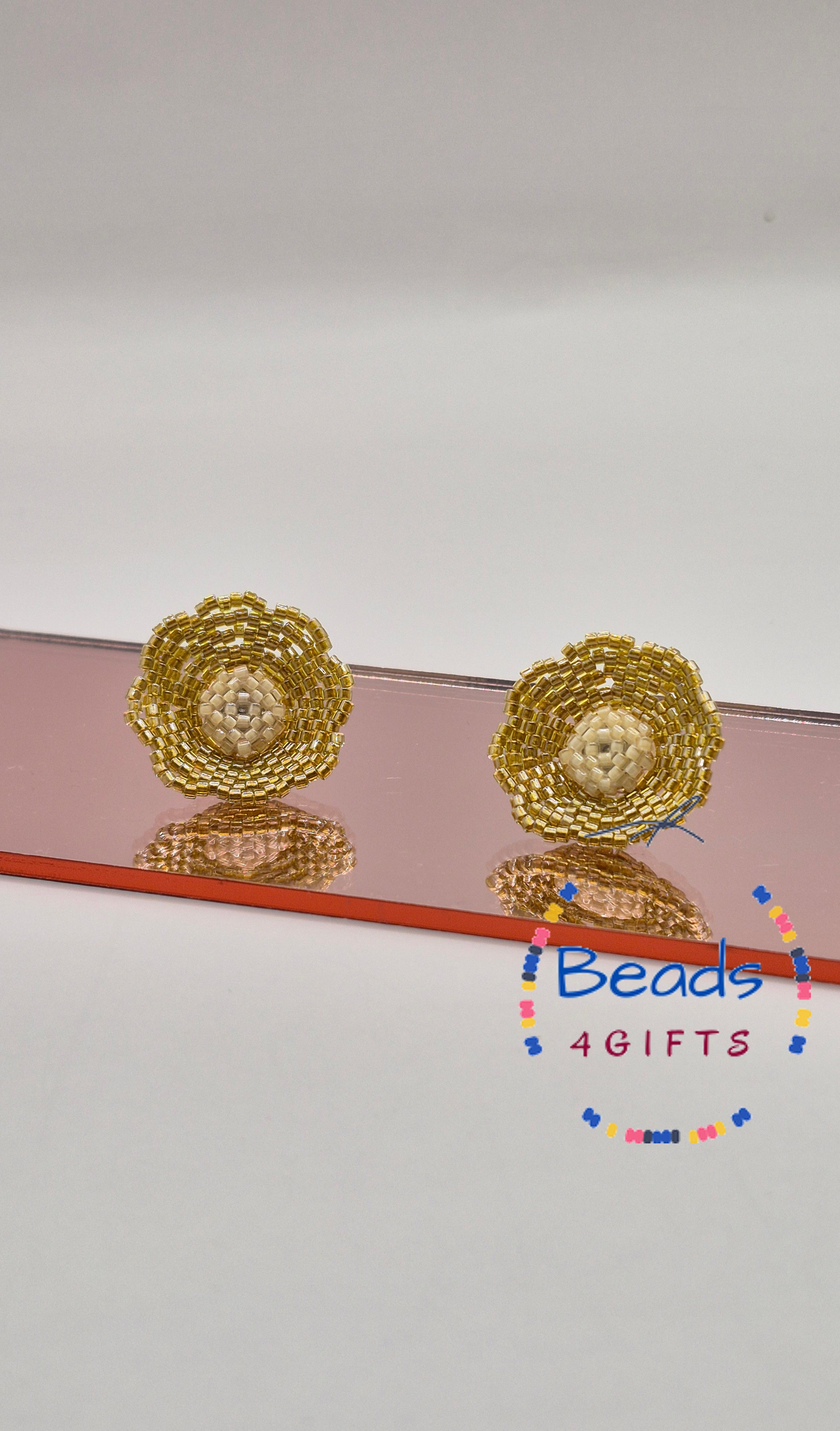 Hand Beaded FLOWER in Bloom Earrings, Miyuki Beads Floral Studs, Gift for Her, photo 5