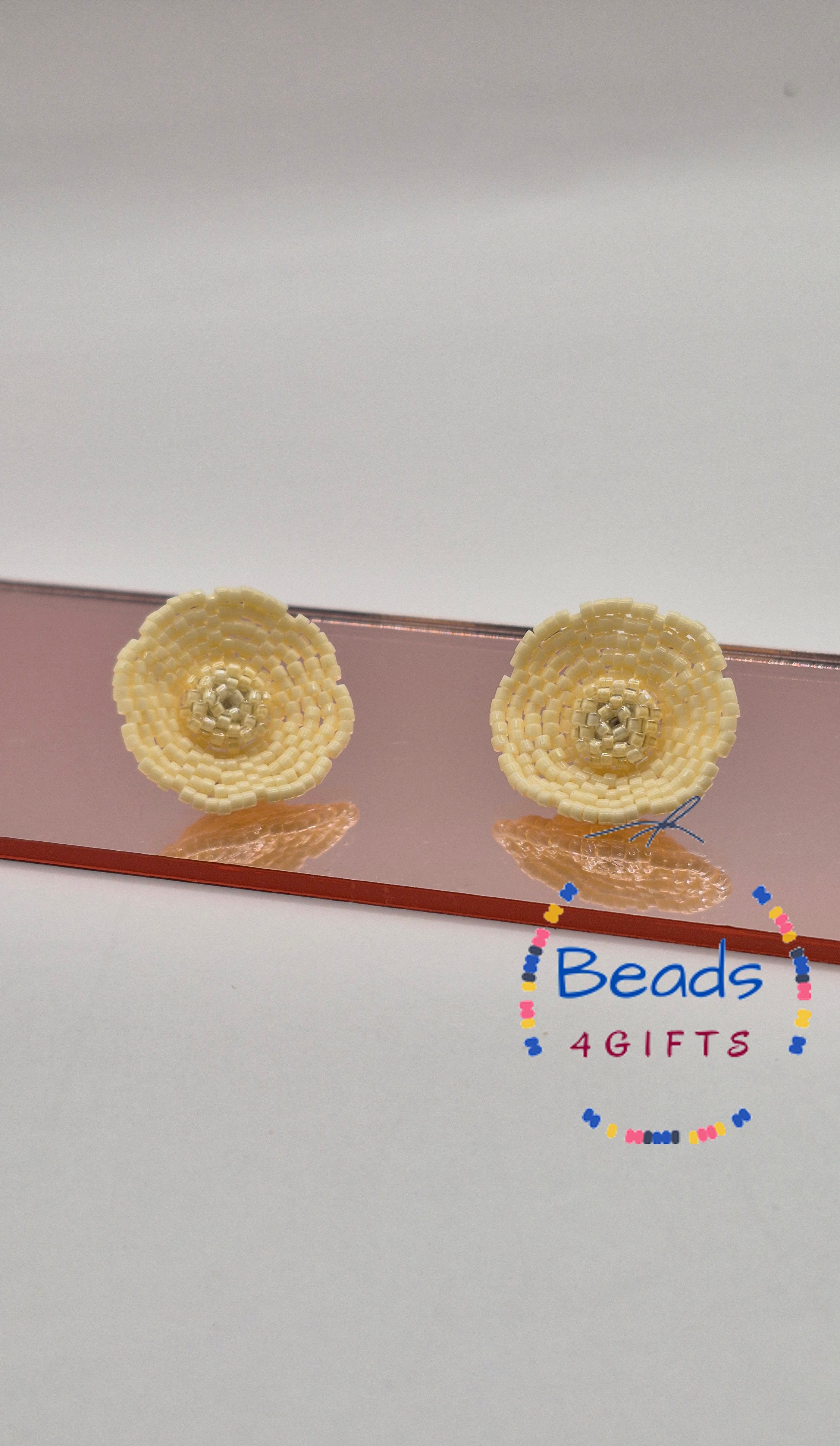 Hand Beaded FLOWER in Bloom Earrings, Miyuki Beads Floral Studs, Gift for Her, photo 4
