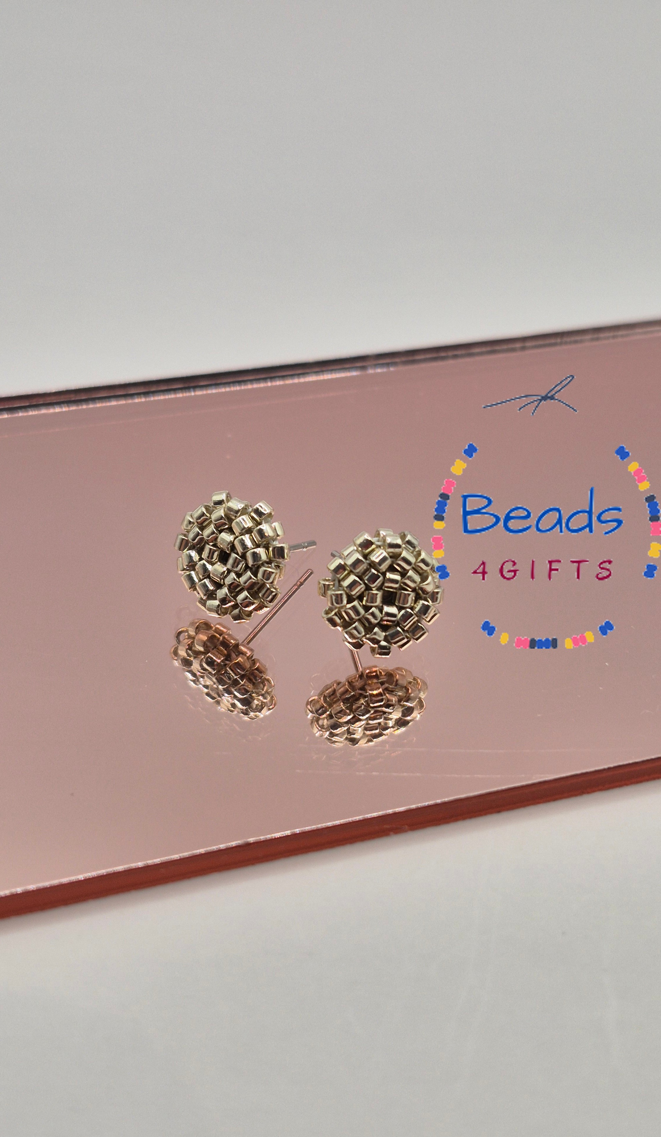 Hand Beaded DOTTY Stud Earrings, Miyuki Beads Minimalist Studs, Gift for Her