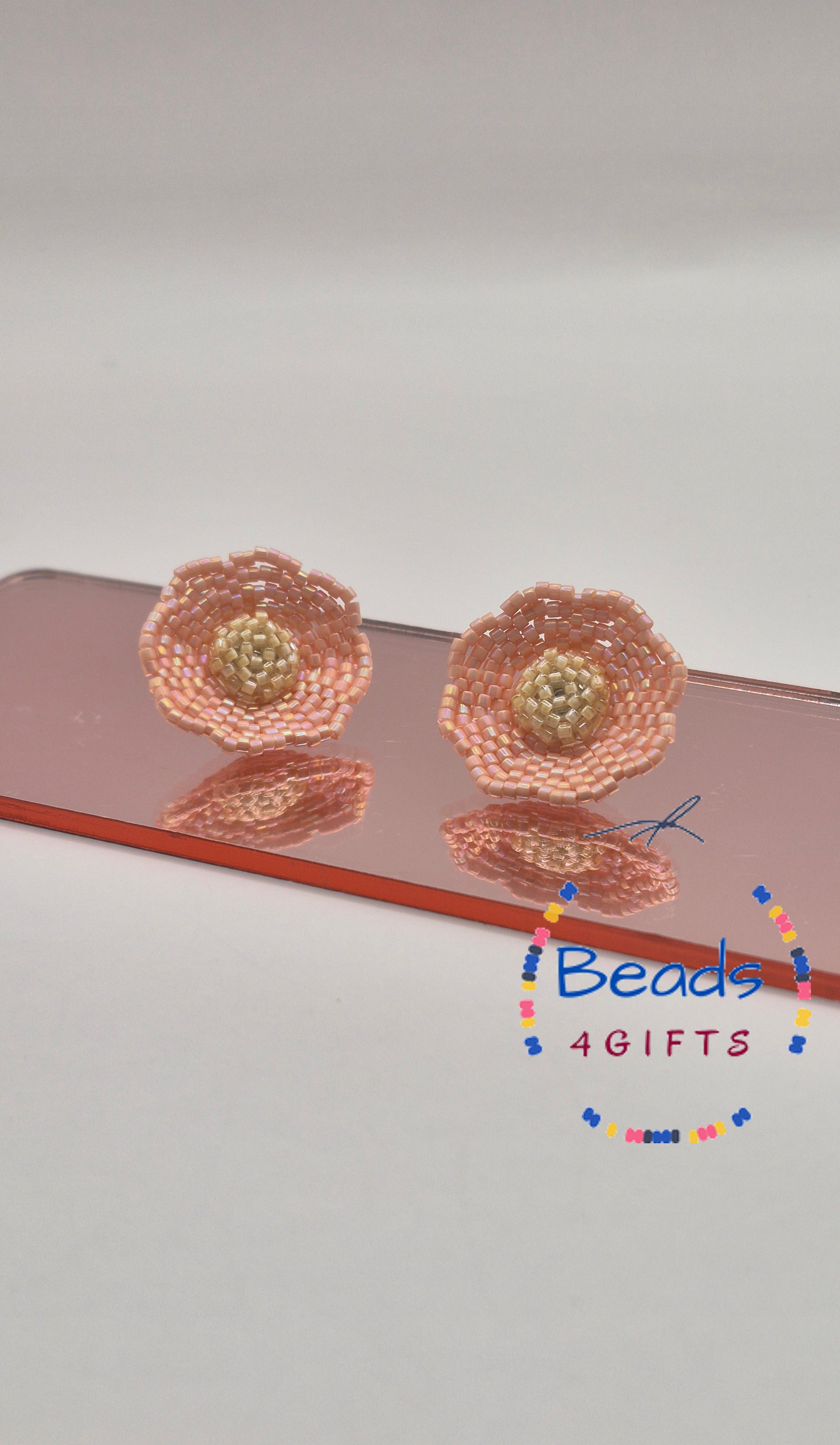 Hand Beaded FLOWER in Bloom Earrings, Miyuki Beads Floral Studs, Gift for Her