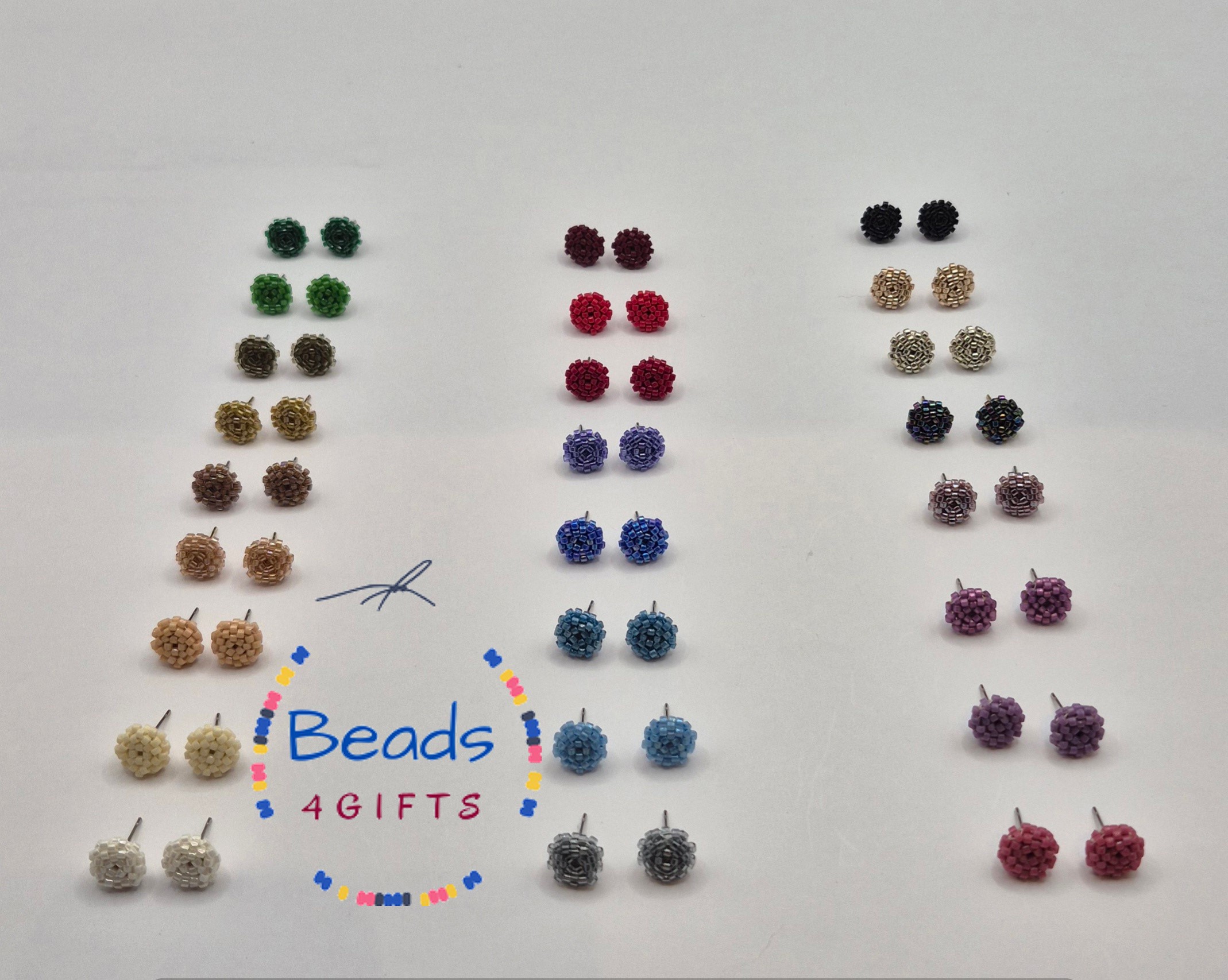 Hand Beaded DOTTY Stud Earrings, Miyuki Beads Minimalist Studs, Gift for Her, photo 2