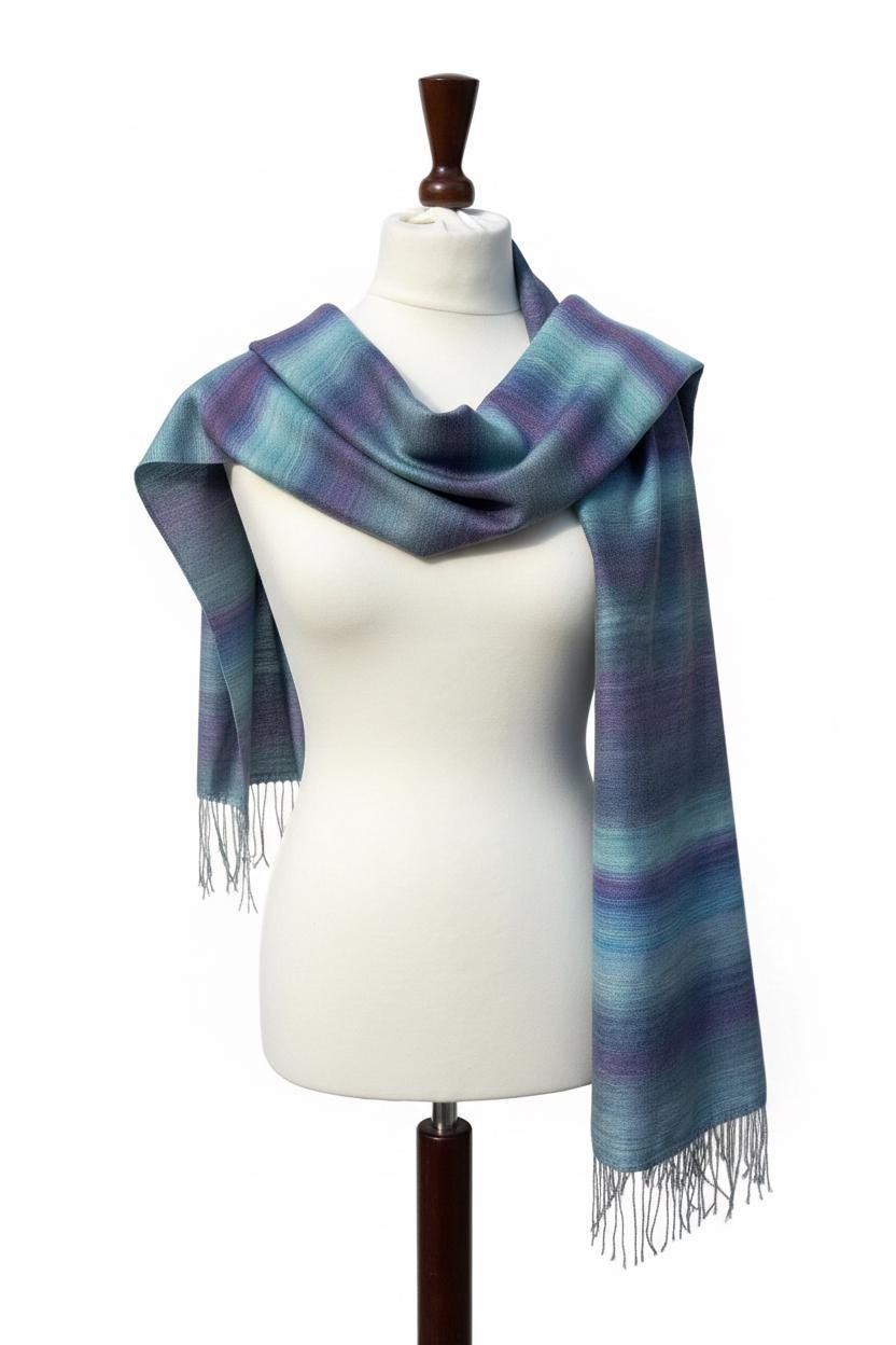 Handwoven Merino Silk Scarf – Hand dyed Artisan Shawl, Personalized Name, photo 2