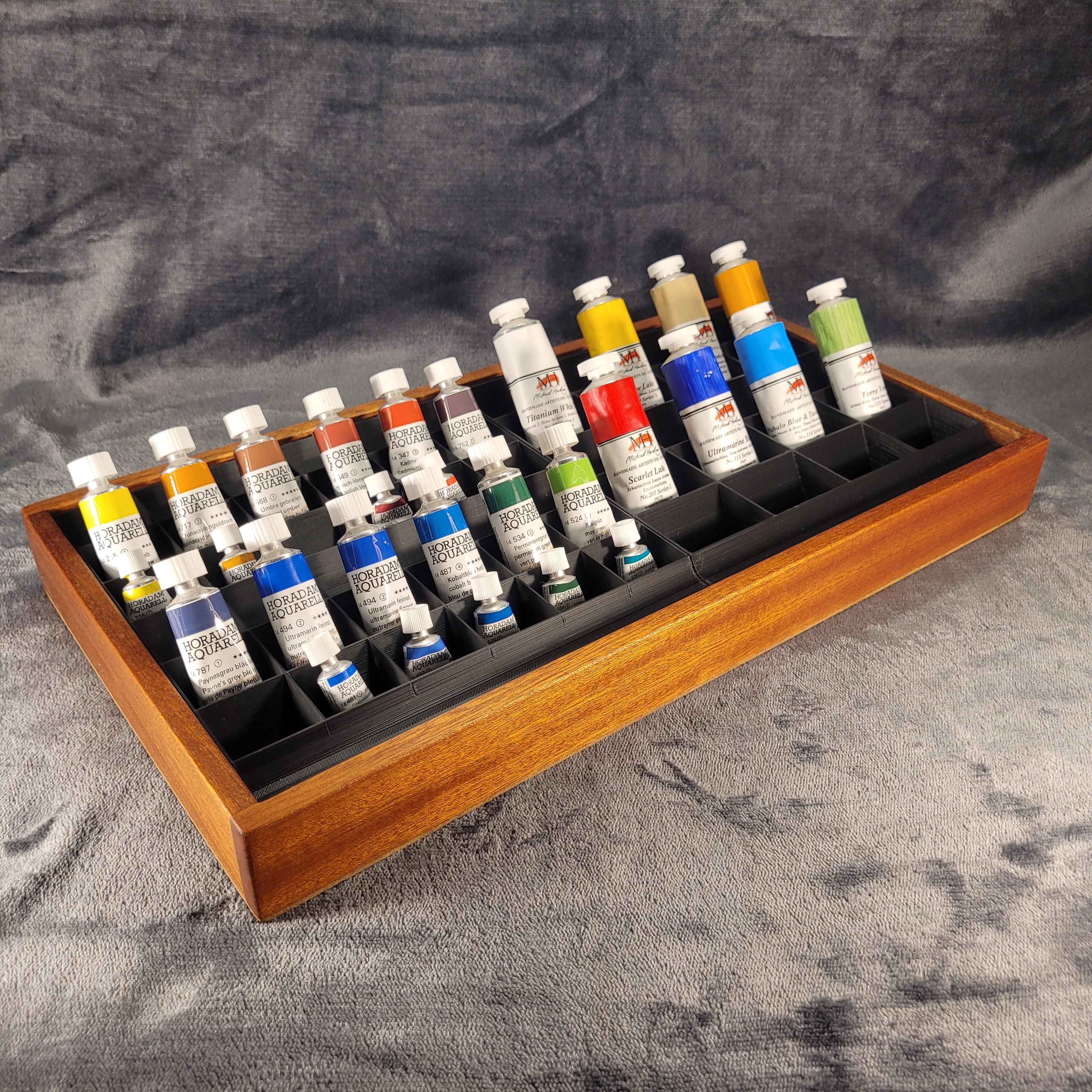 Teak Paint Tube Organizer – Studio Storage for Watercolor, Oil, Acrylic and Gouache, photo 2