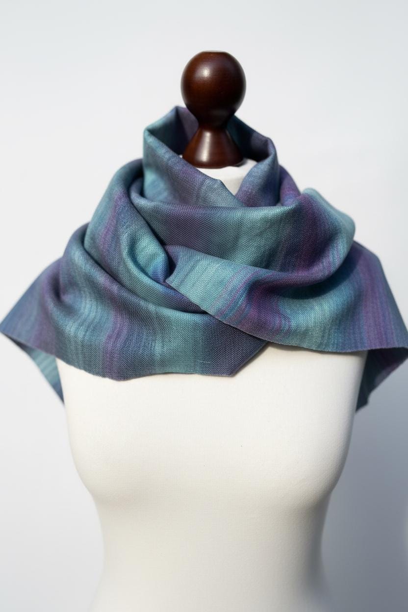 Handwoven Merino Silk Scarf – Hand dyed Artisan Shawl, Personalized Name, photo 6