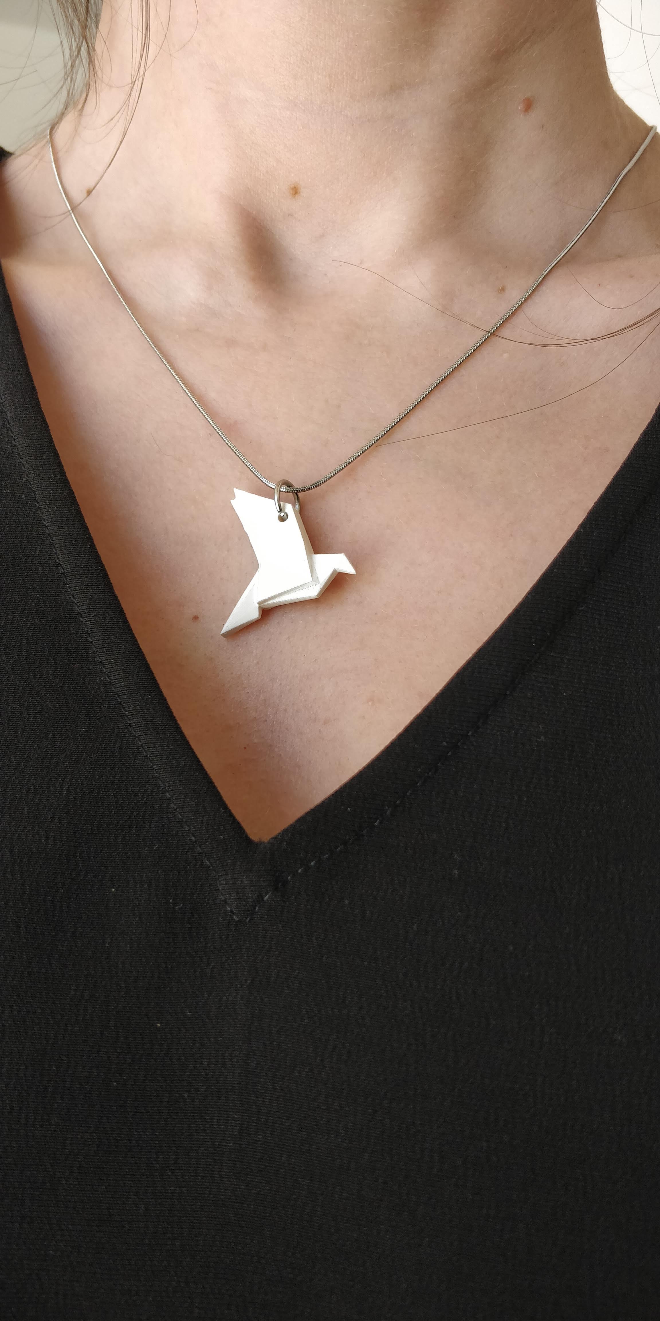 Origami Bird Necklace: Geometric Resin Pendant, Minimalist Jewelry, photo 3