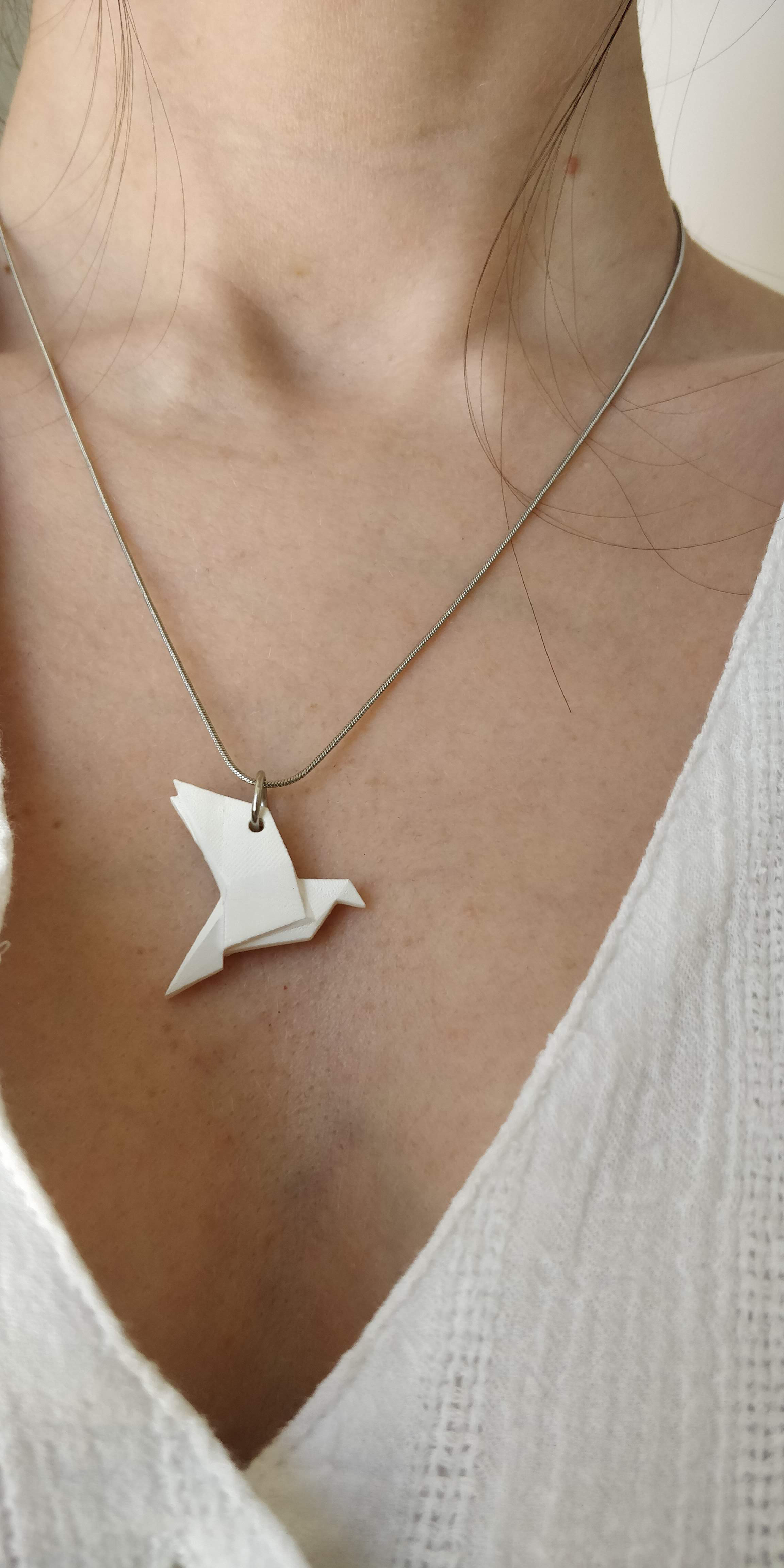 Origami Bird Necklace: Geometric Resin Pendant, Minimalist Jewelry, photo 2