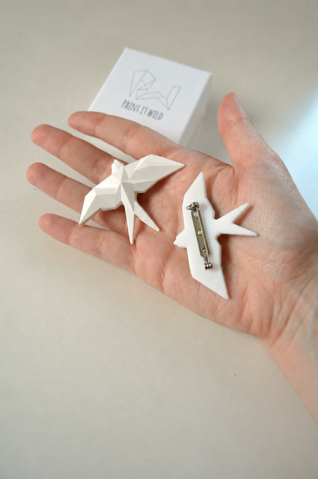 Origami resin swallow brooch: geometric badge, wedding lapel pin, photo 3