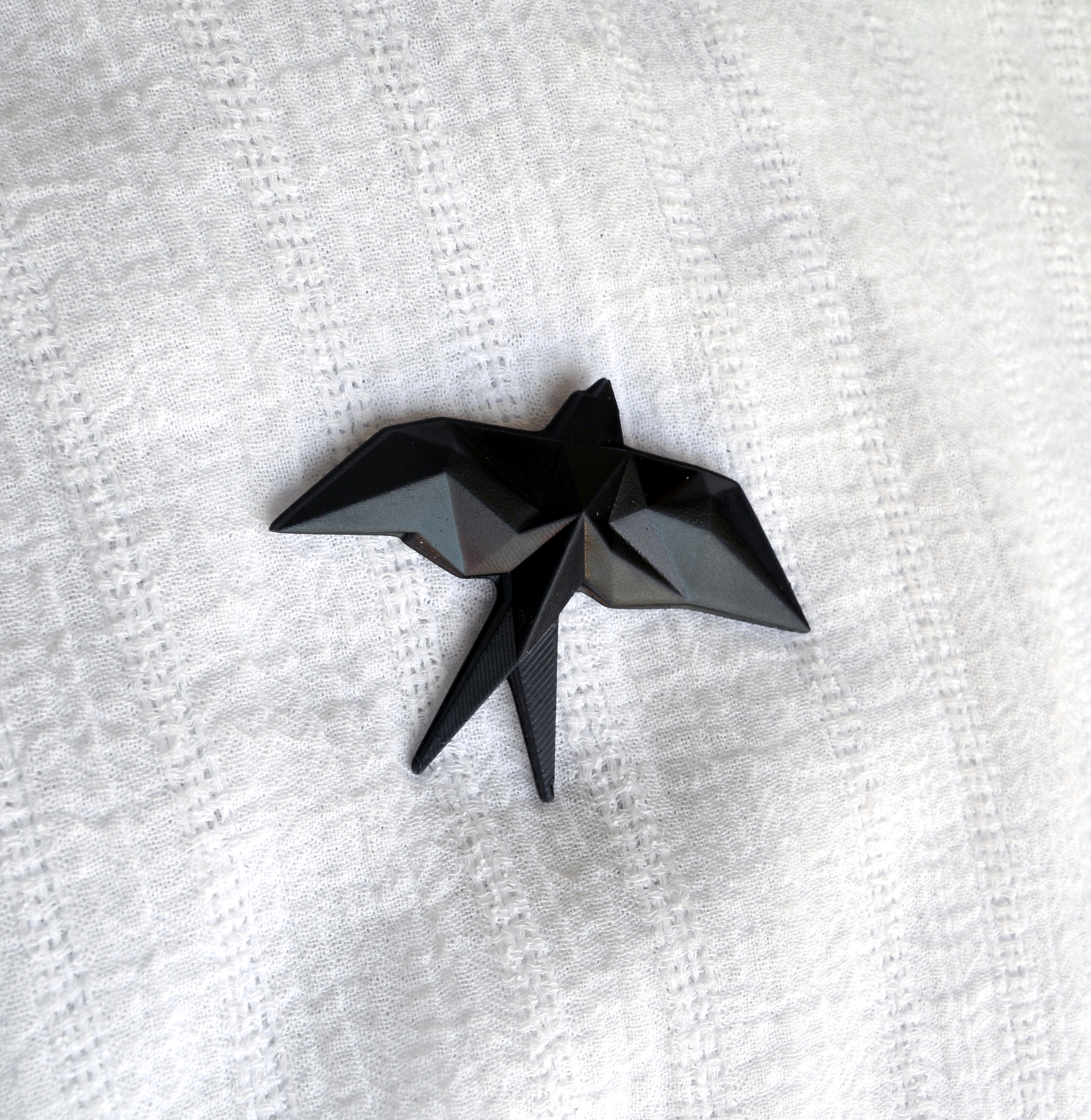 Origami resin swallow brooch: geometric badge, wedding lapel pin, photo 2