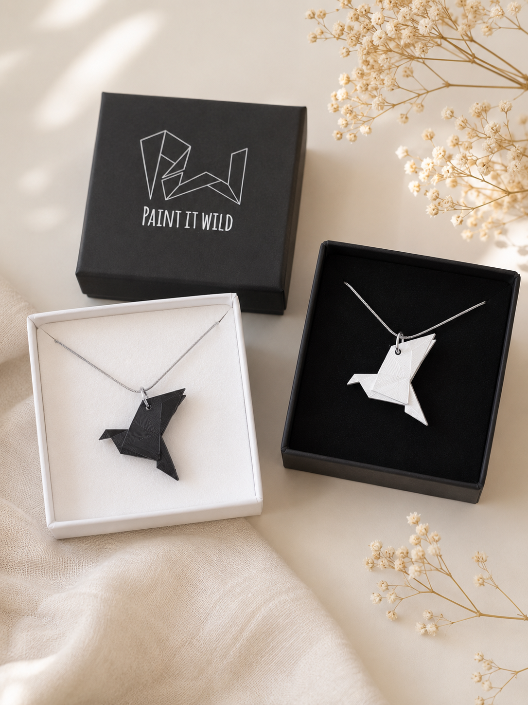 Origami Bird Necklace: Geometric Resin Pendant, Minimalist Jewelry