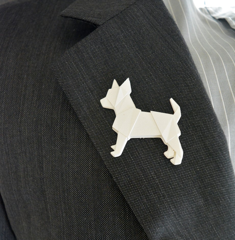 Origami Chihuahua Brooch: Geometric Pinscher Wedding Lapel Pin, photo 5