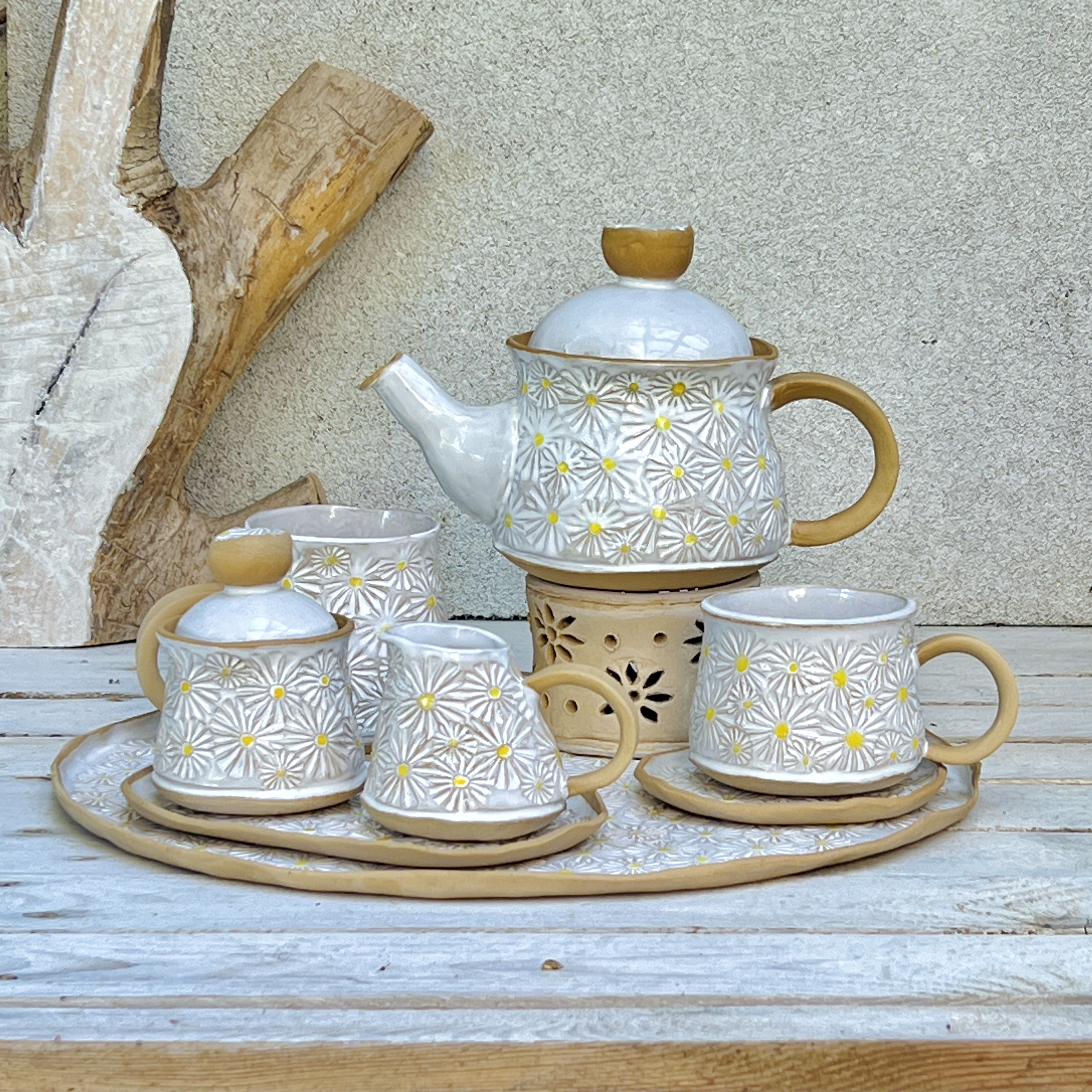 White teapot daisy meadow motif, photo 3