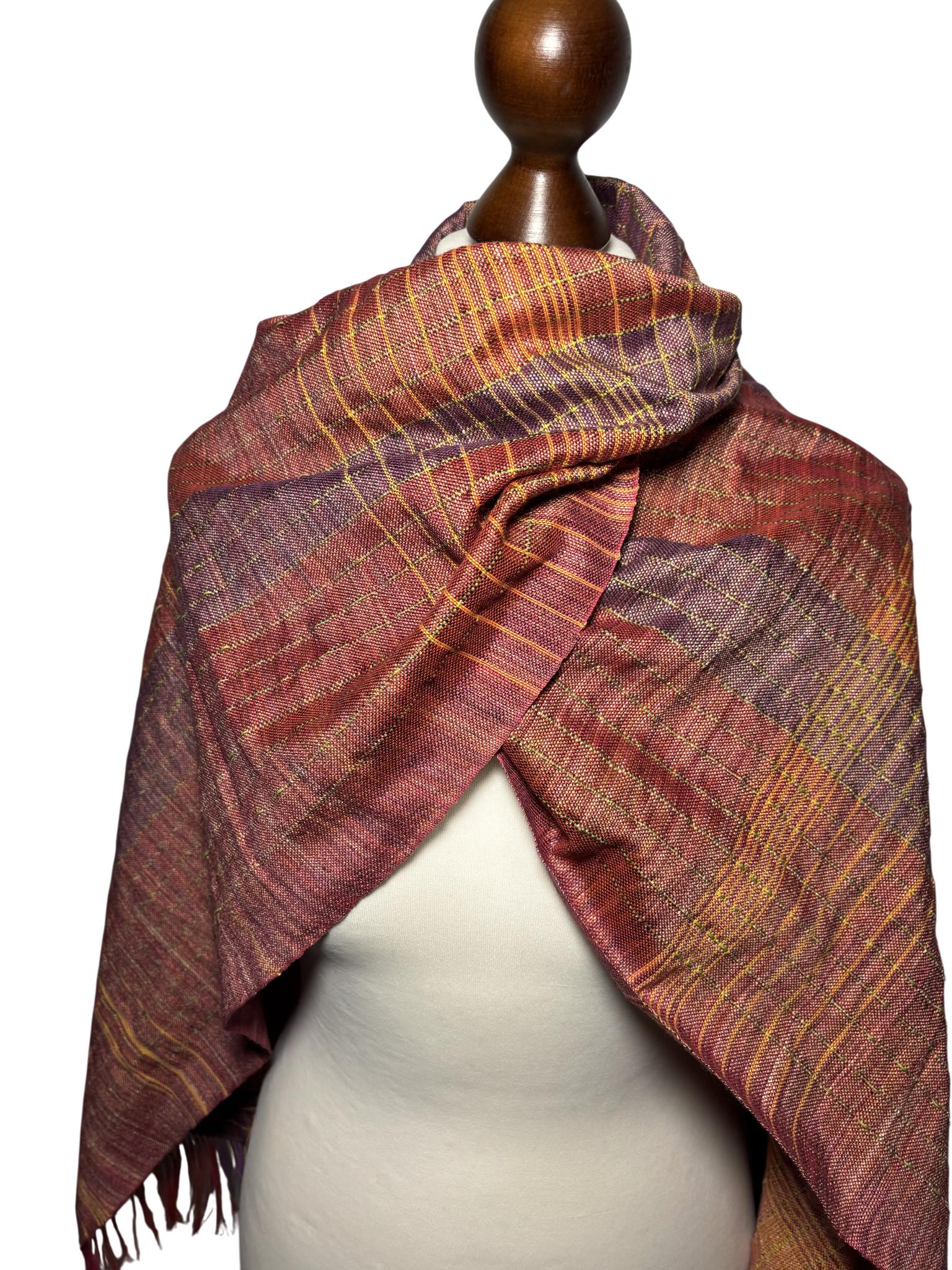 Handwoven Mauve Purple 100% Silk Shawl – Lightweight Elegant Wrap, Personalized with Monogram, Gift Card, photo 6