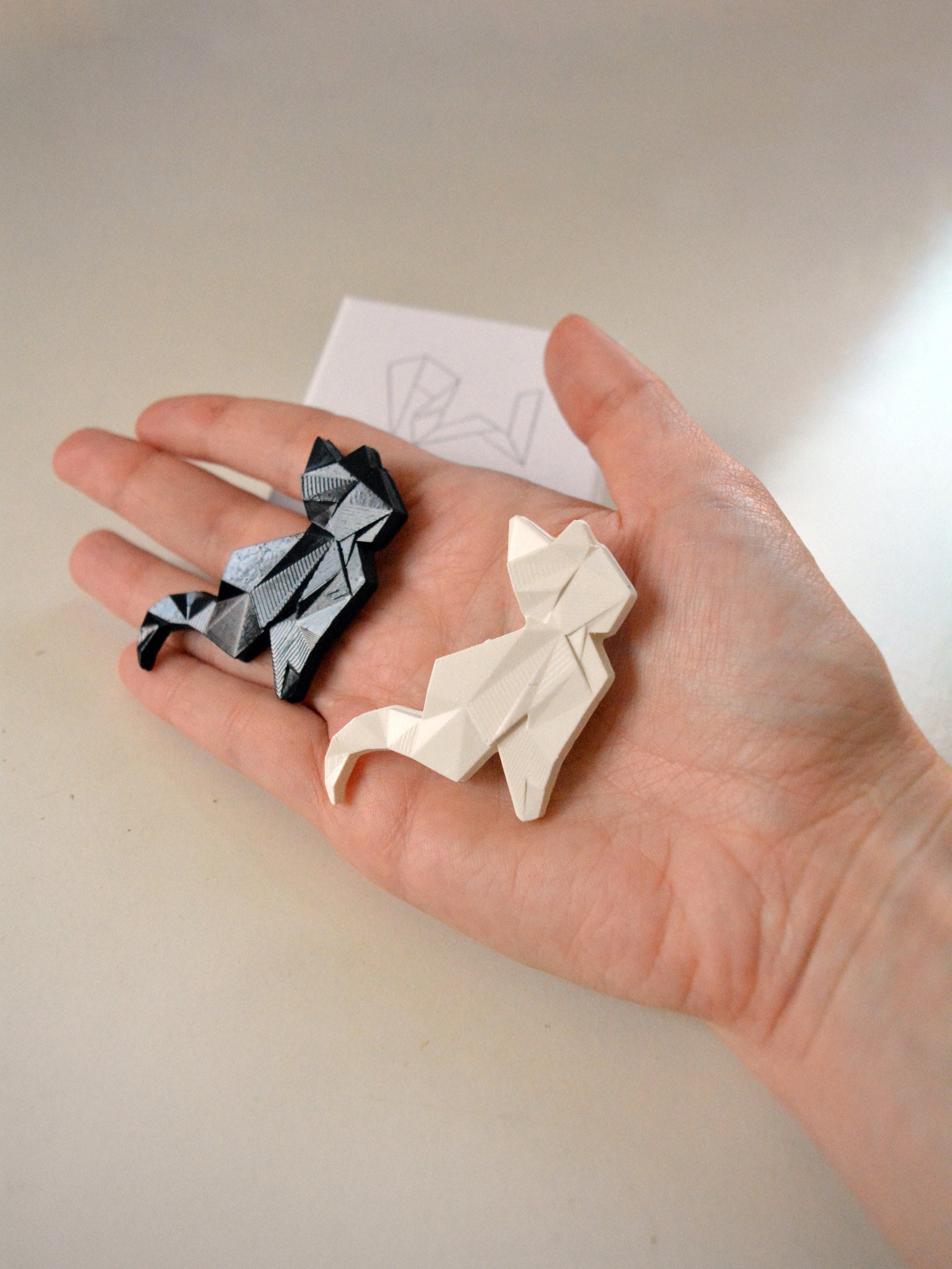 Origami Cat Brooch: Geometric Wedding Lapel Pin, Modern Gift for Cat Lover, photo 3