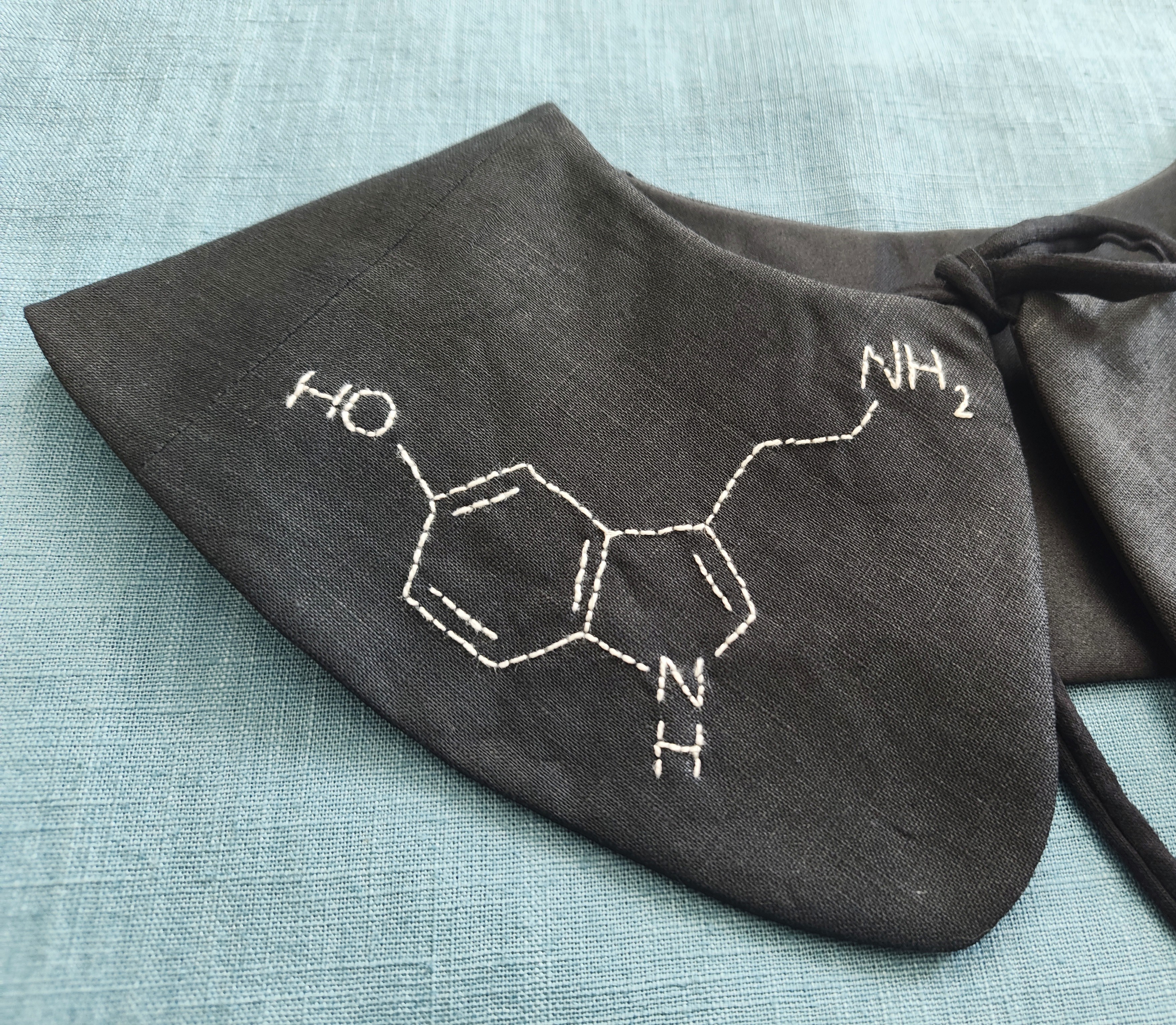 Linen embroidered detachable collar, reversible, serotonin , photo 3