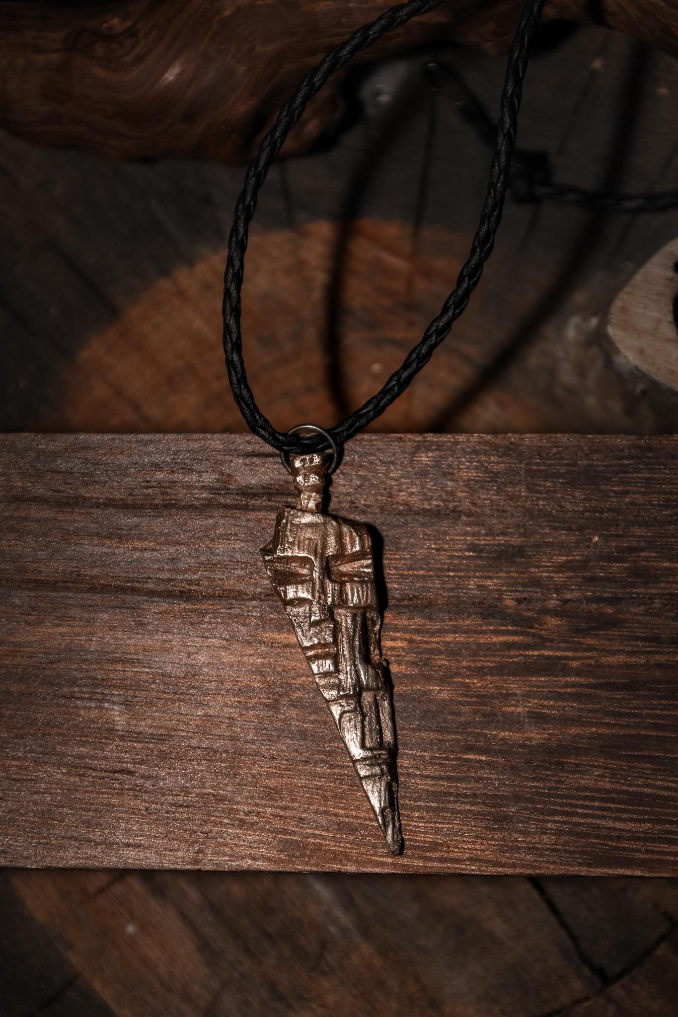 Bronze Titan Talisman “Xed”– Hand Cast Pendant, Heavy Jewelry, Dark Fantasy Amulet, photo 3
