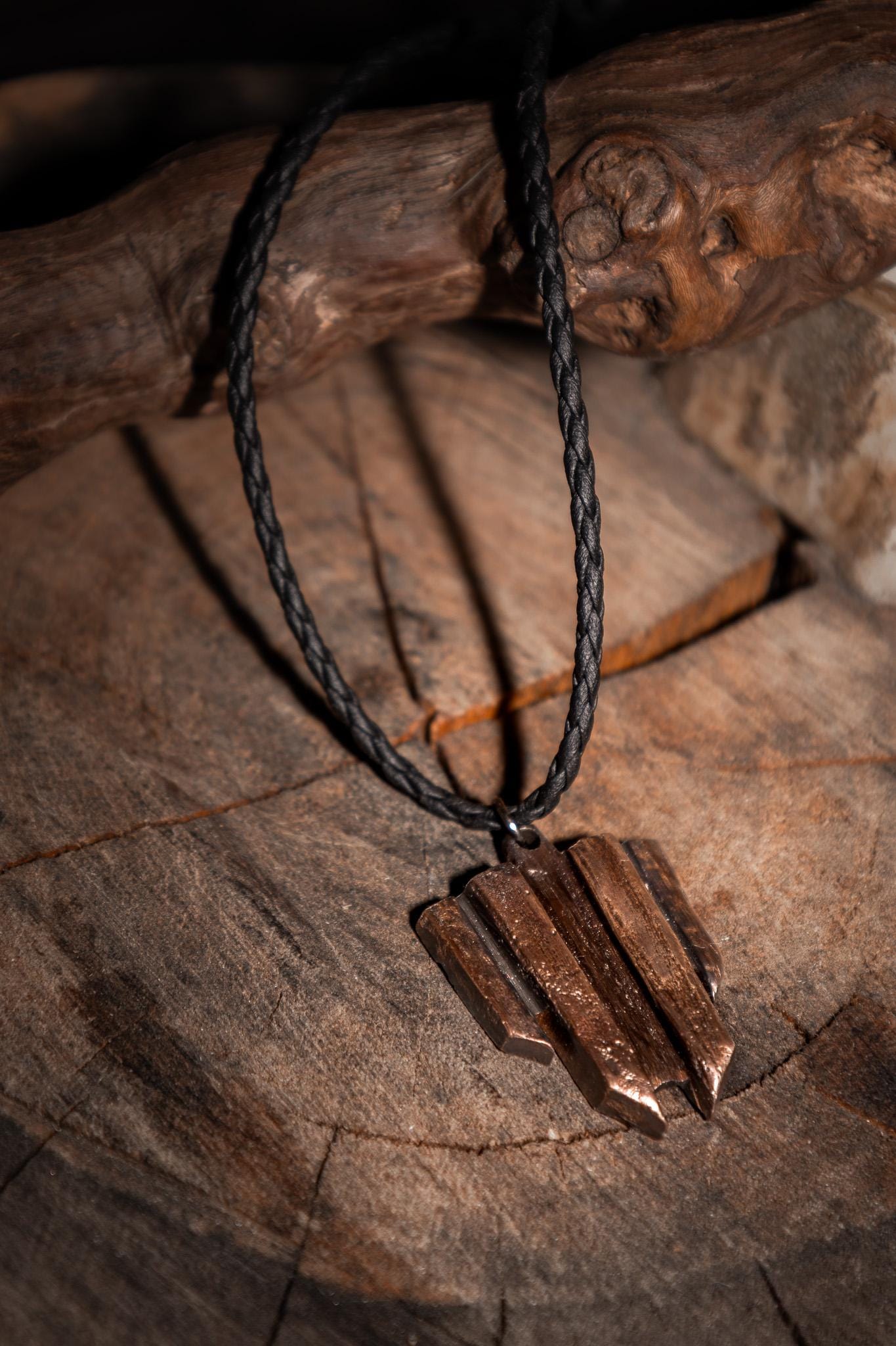 Bulwark – Rustic Bronze Shield Pendant, photo 6