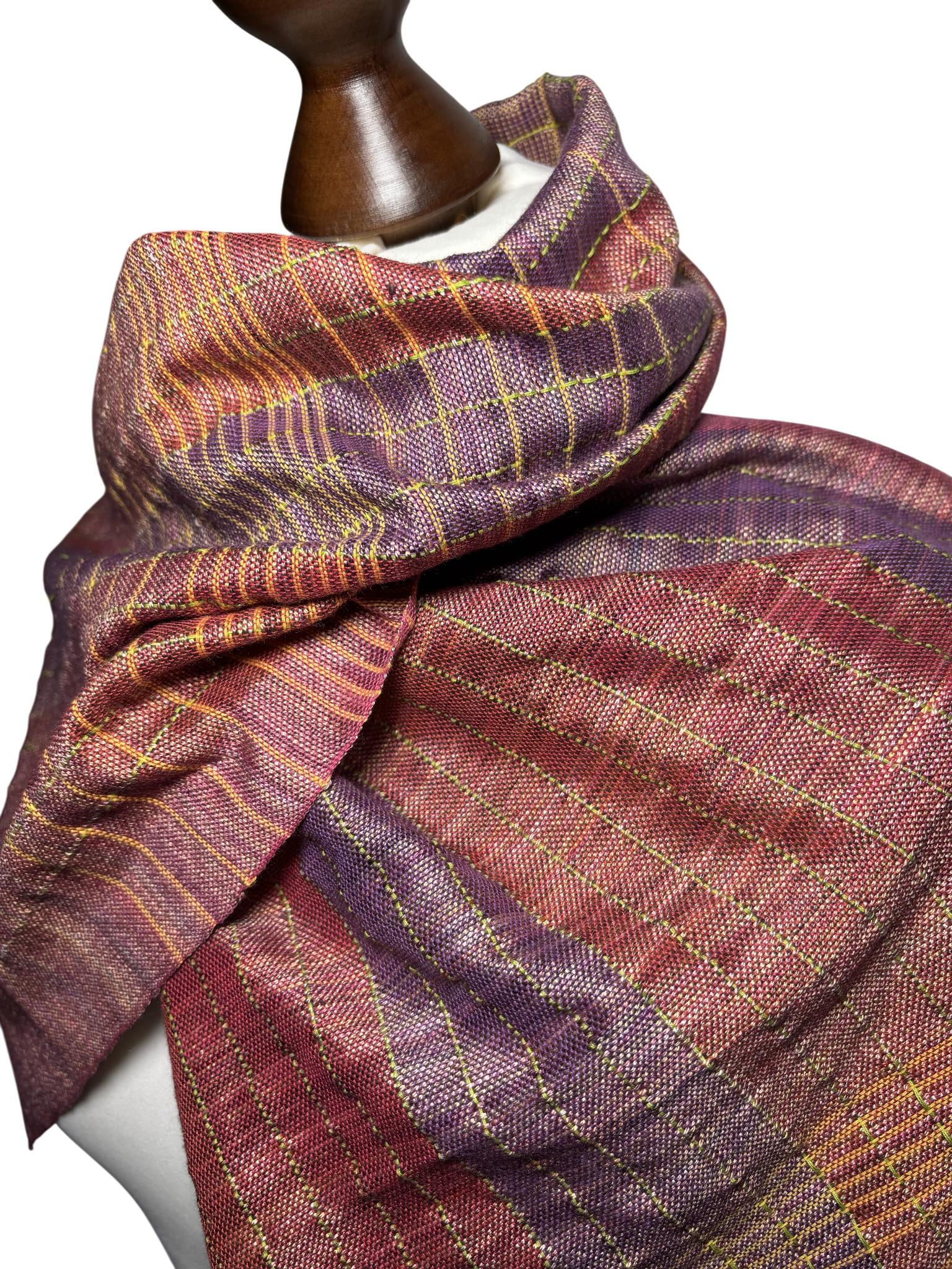 Handwoven Mauve Purple 100% Silk Shawl – Lightweight Elegant Wrap, Personalized with Monogram, Gift Card