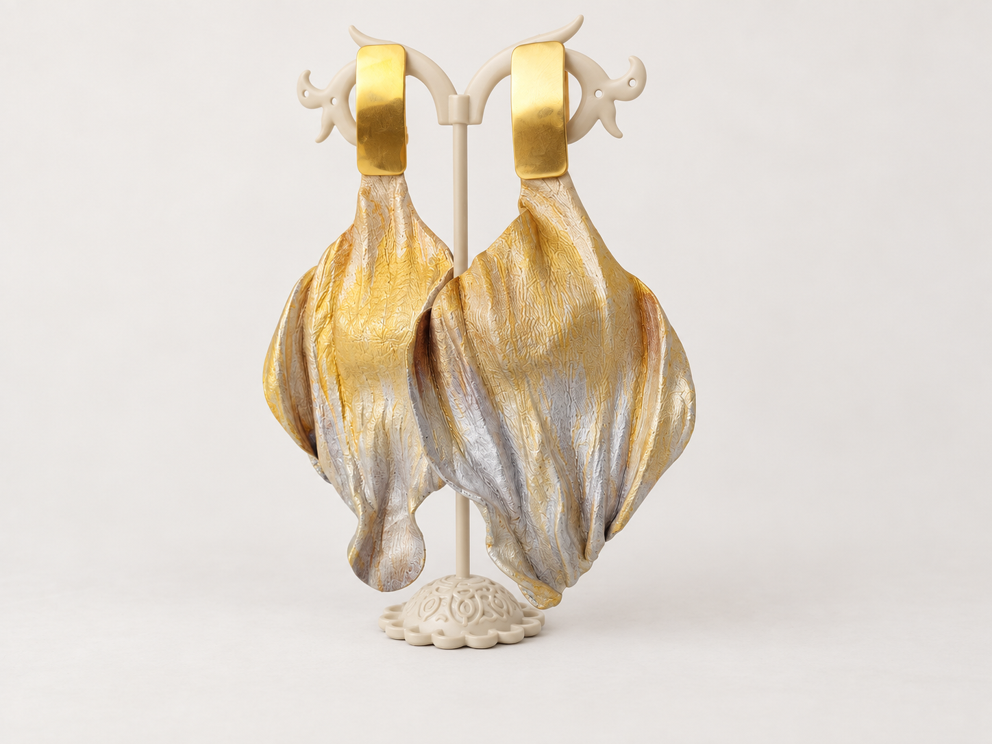 Hand-Shaped and Hand-Painted Lightweight Leather Leaf Earrings