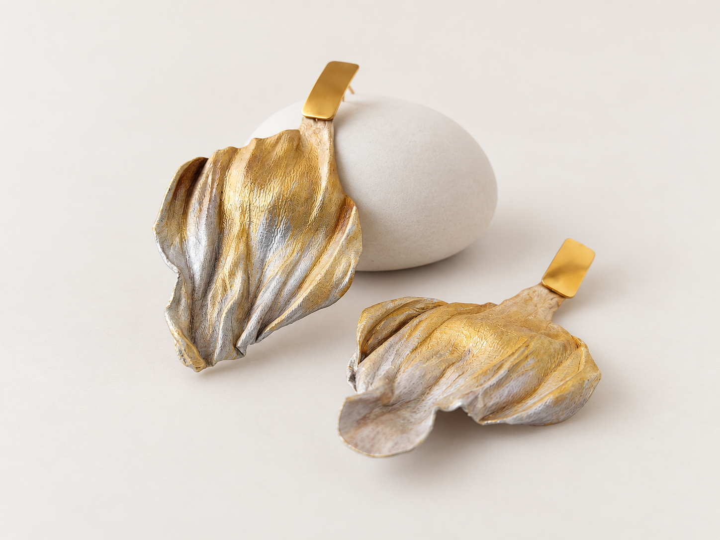 Hand-Shaped and Hand-Painted Lightweight Leather Leaf Earrings, photo 3