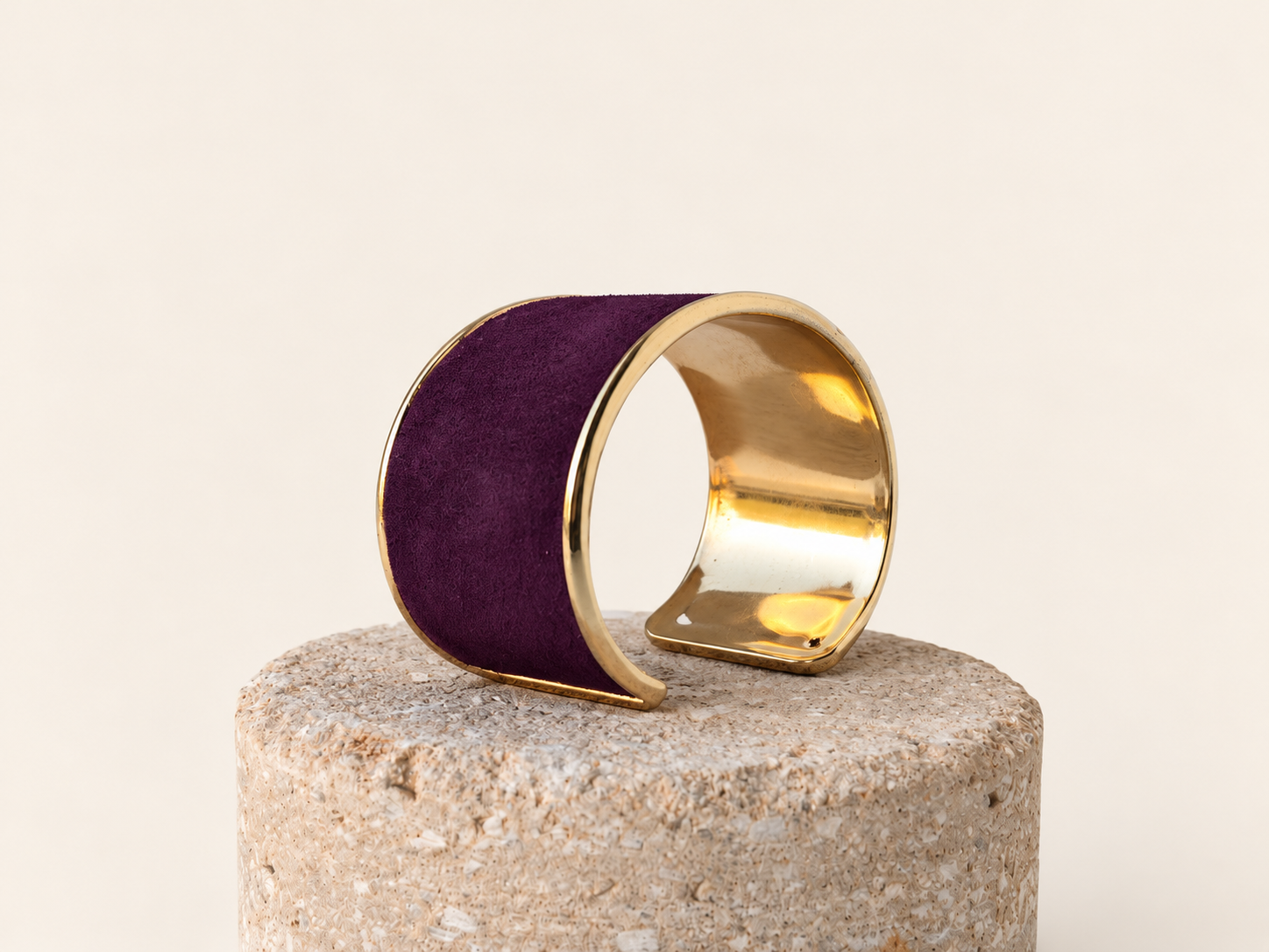 Handmade Purple Suede Cuff Bracelet, Gold-Tone Metal, Adjustable Fit, Custom Colors, photo 5