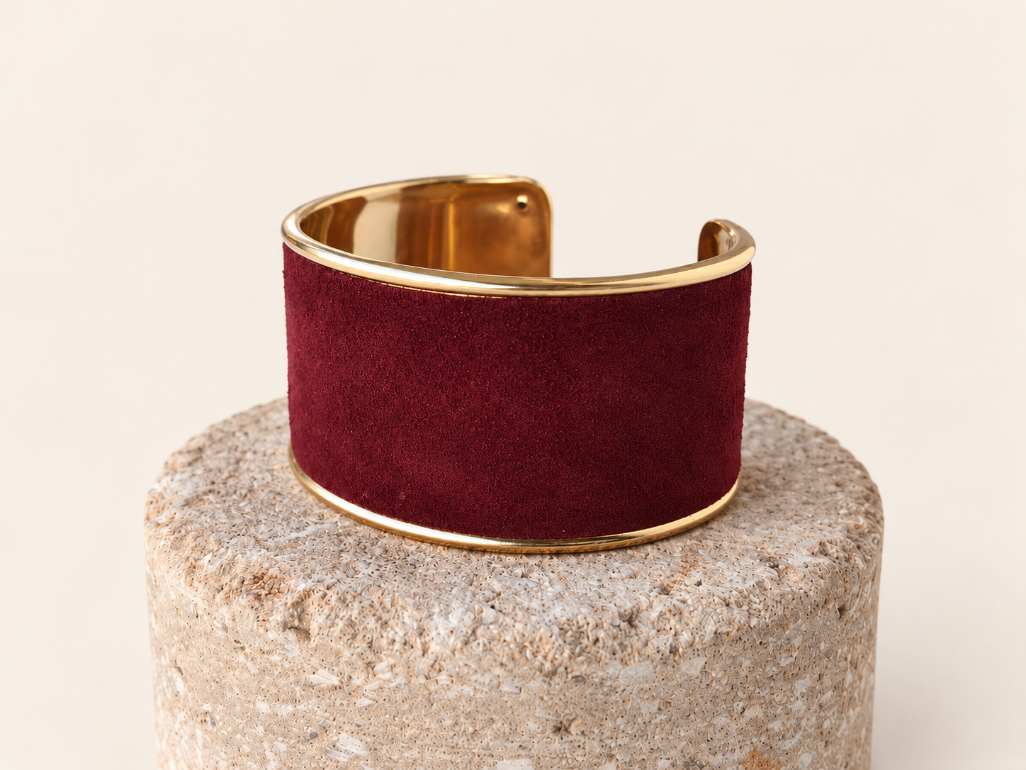 Handmade Purple Suede Cuff Bracelet, Gold-Tone Metal, Adjustable Fit, Custom Colors, photo 6