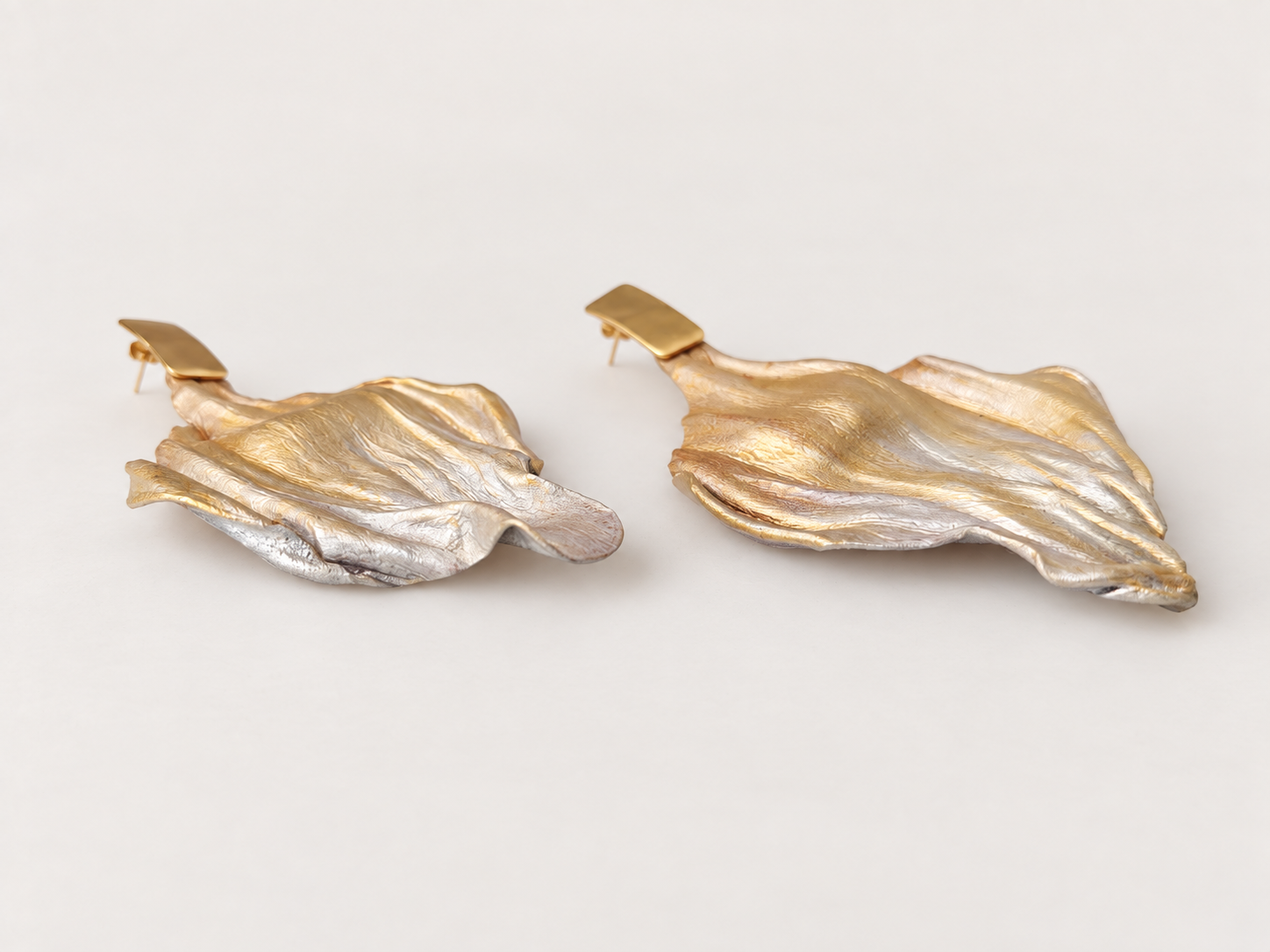Hand-Shaped and Hand-Painted Lightweight Leather Leaf Earrings, photo 2