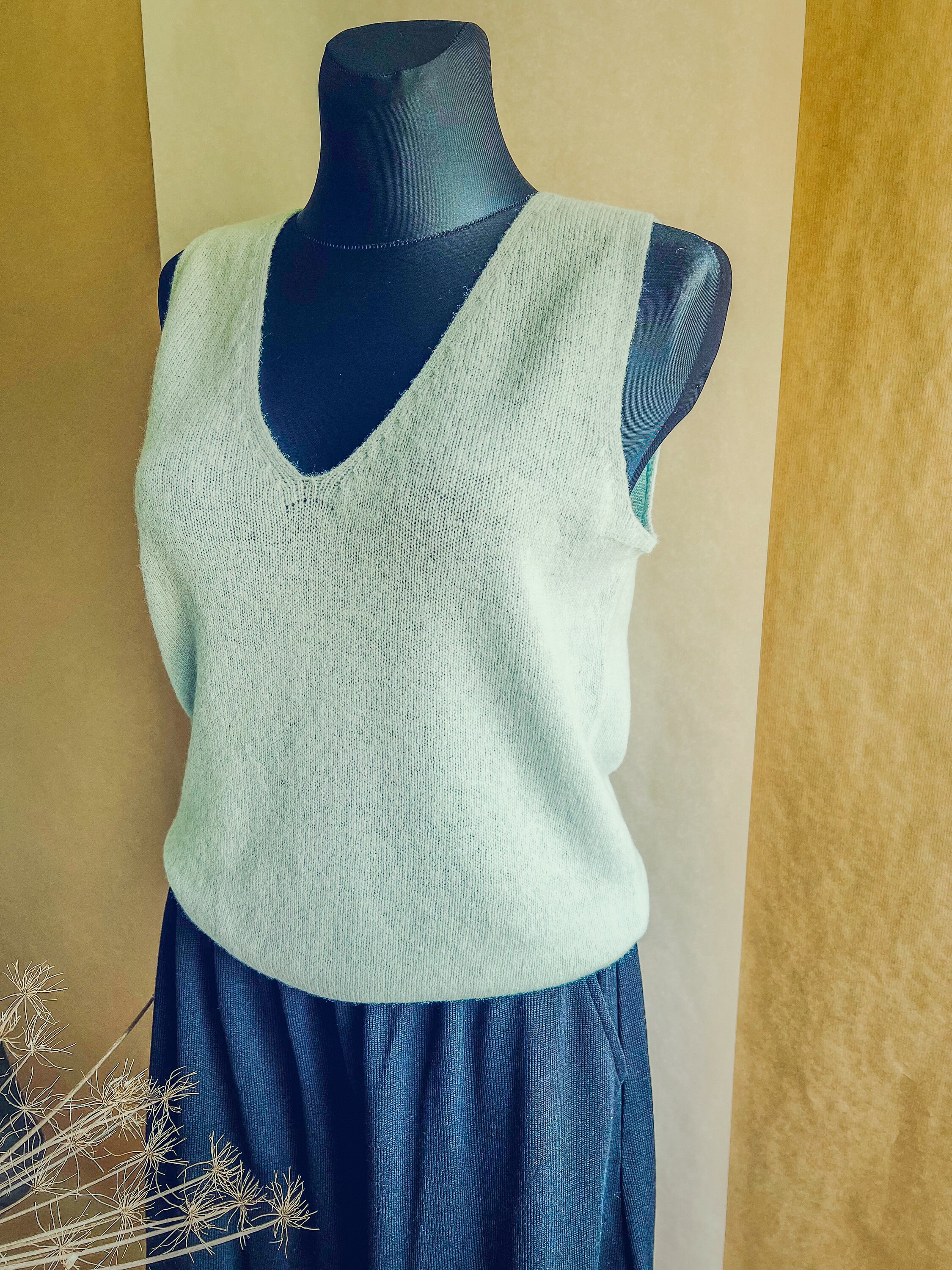 Tank top light Green  Women's Sleeveless Top, cashwool extra soft, non -itchy, photo 5