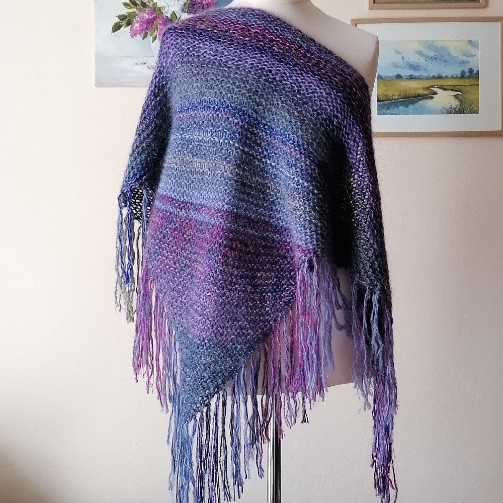 Lilac – a lovely, fluffy, unique boho scarf made from merino and cashmere, photo 3