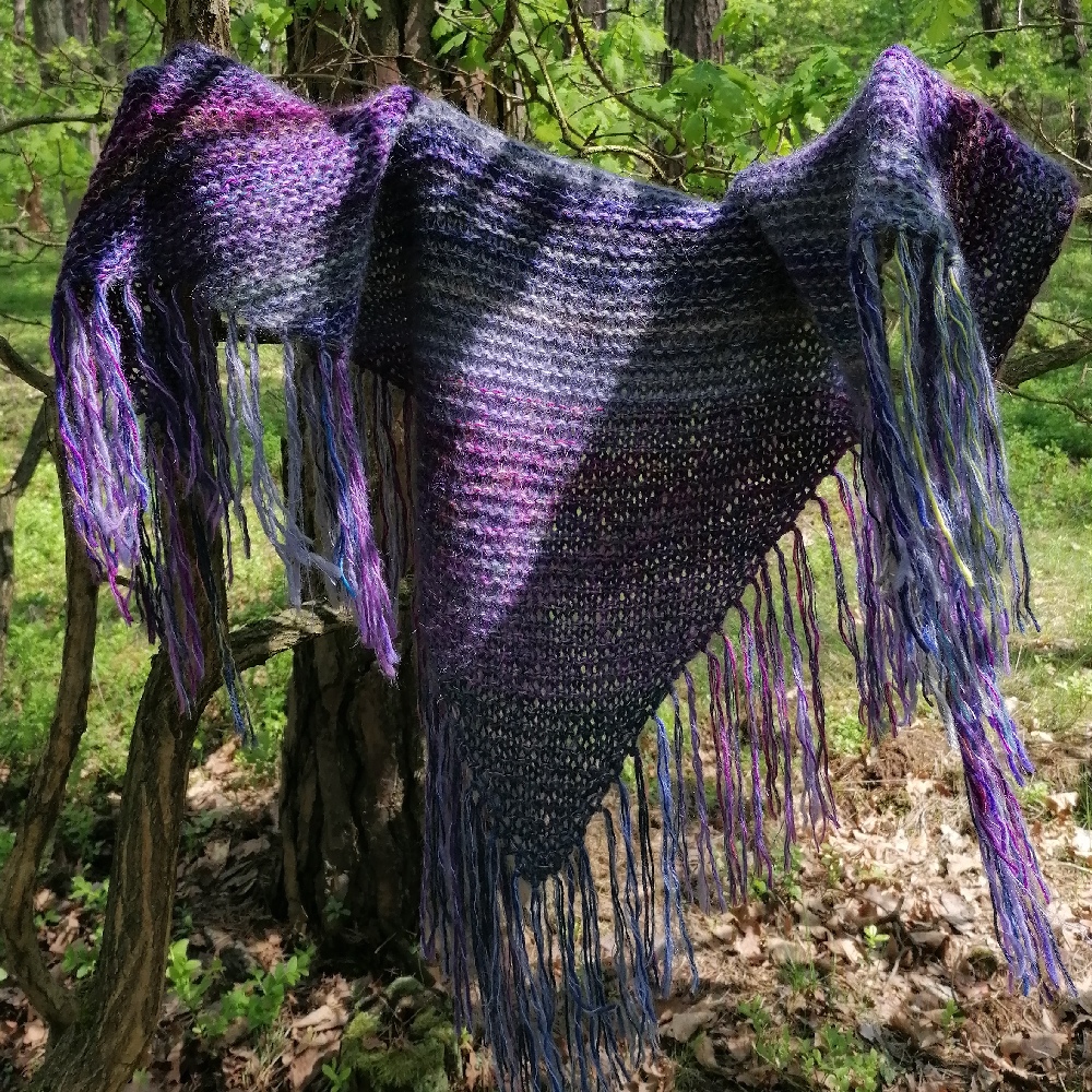 Lilac – a lovely, fluffy, unique boho scarf made from merino and cashmere, photo 4