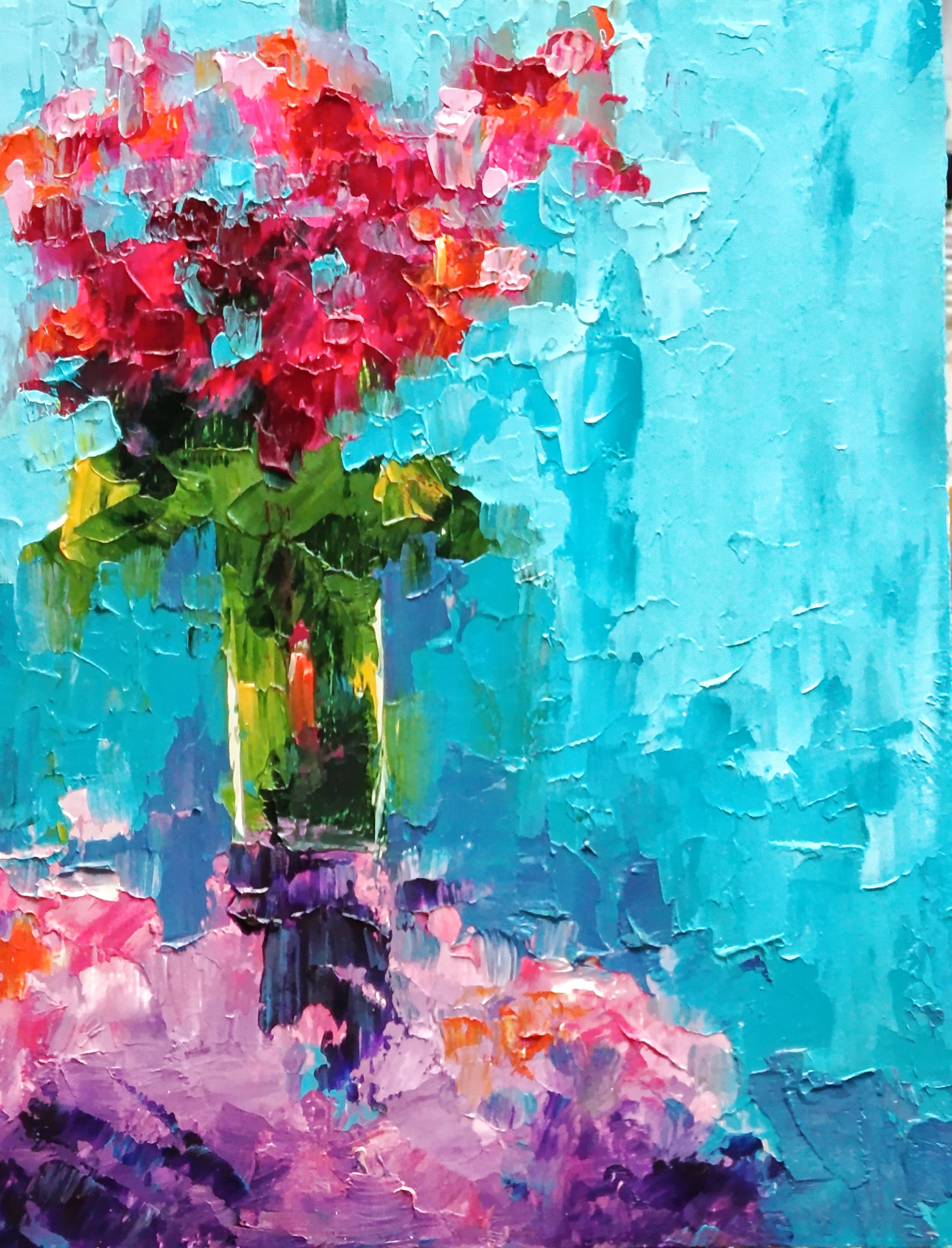 Small abstract still life painting