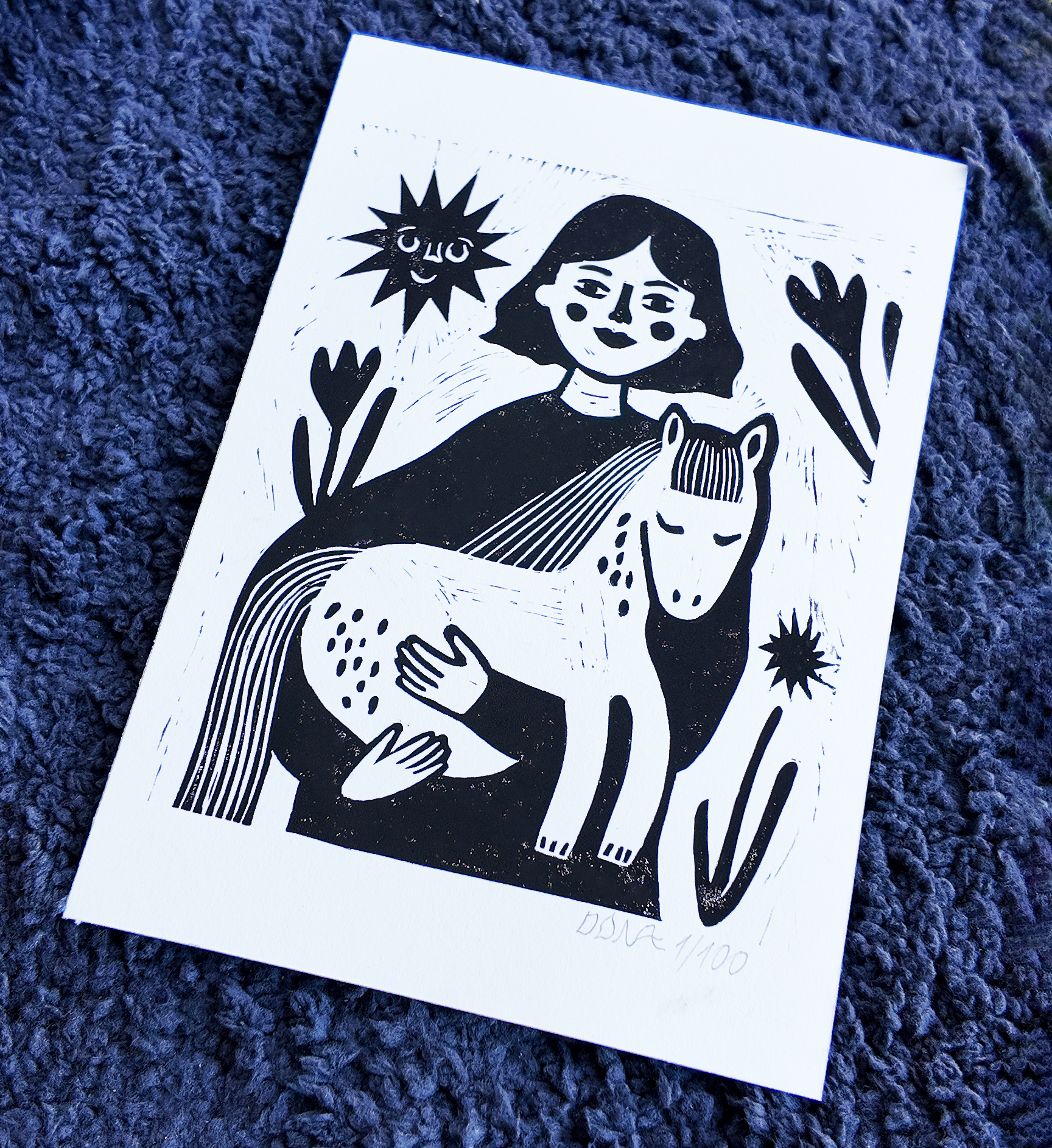 Little Pony Keeper Linocut Print, photo 2