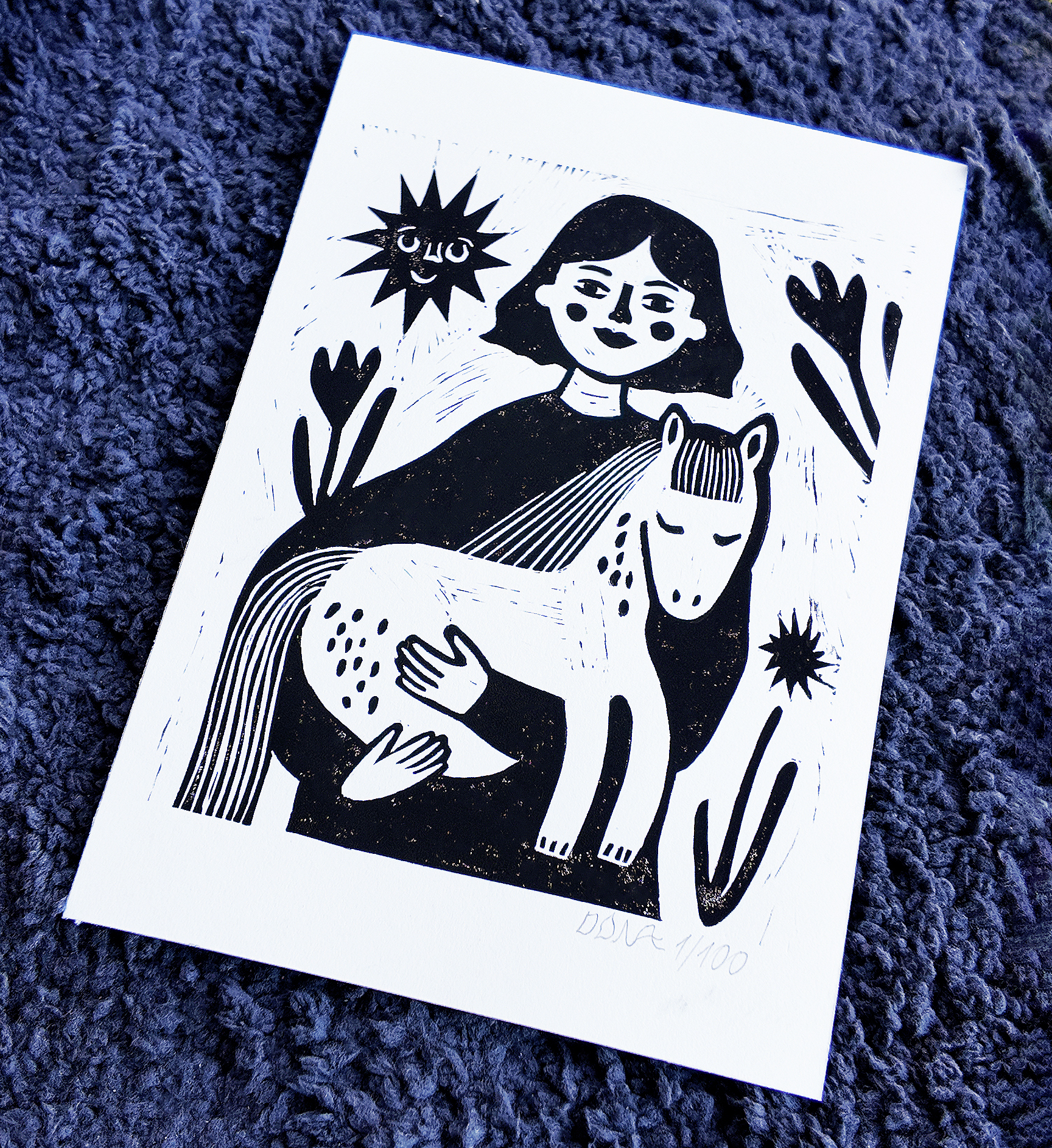 Little Pony Keeper Linocut Print, photo 2