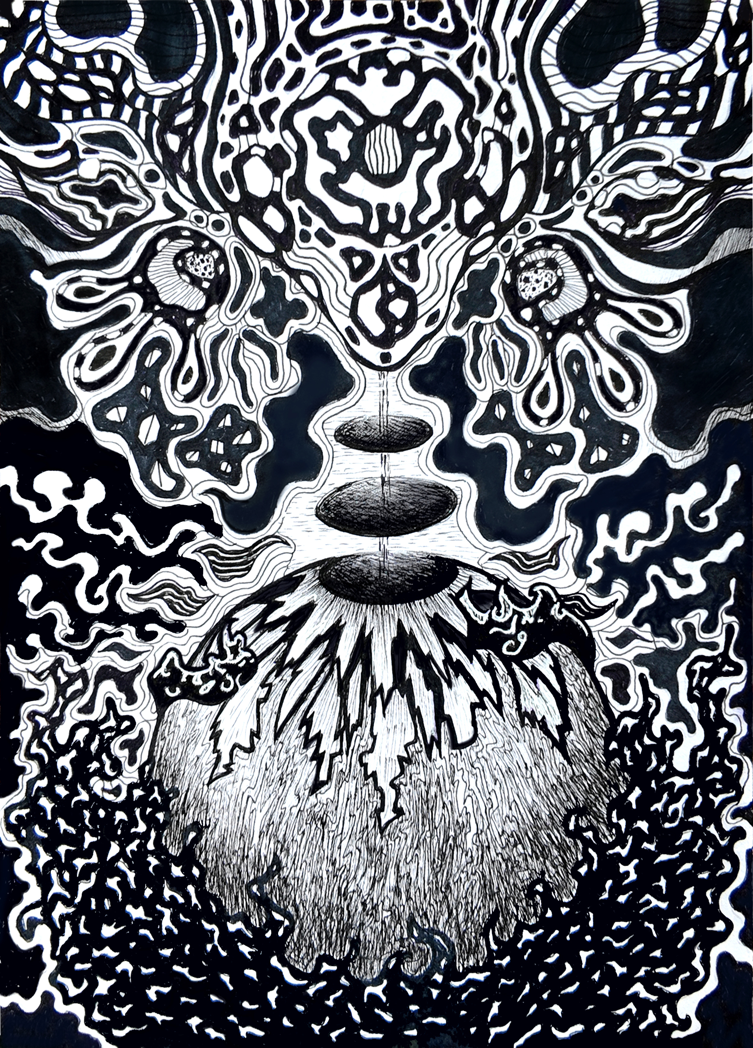 Original Hand-drawn Cosmic Graphic Artwork, photo 2