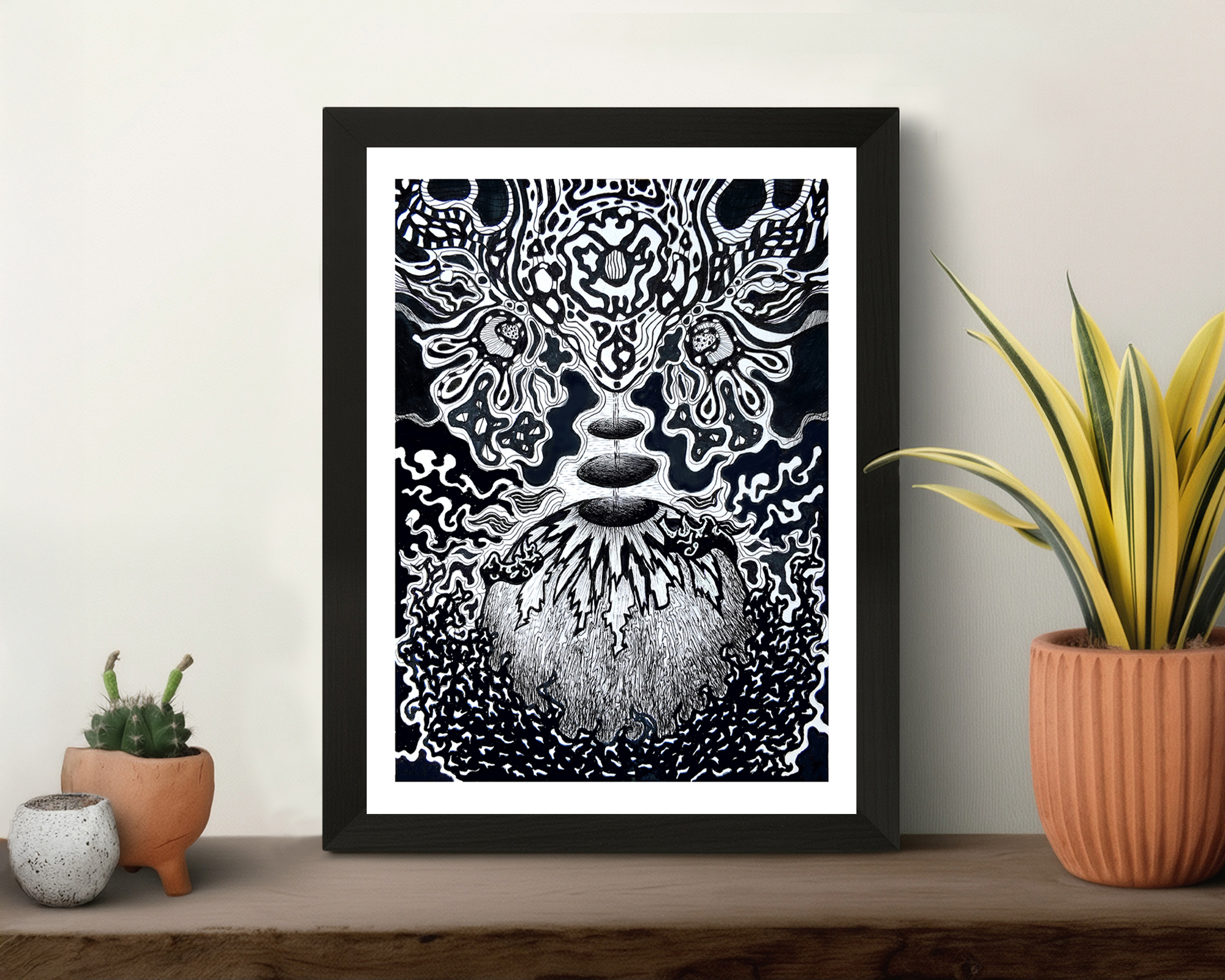 Original Hand-drawn Cosmic Graphic Artwork