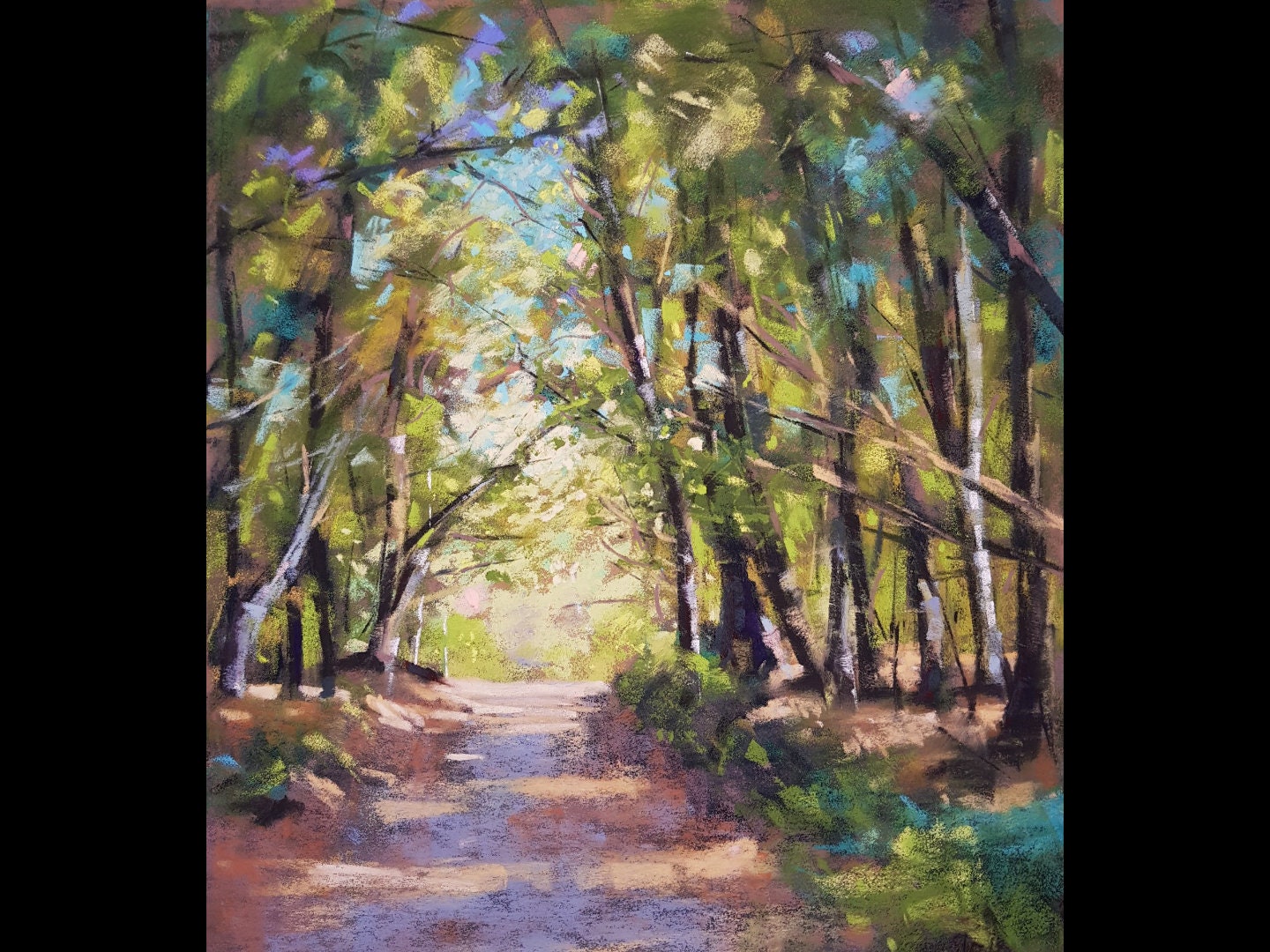 An Coill - Ireland Co. Dublin Kilmashogue Forest - Original Soft Pastel Painting 10X12"