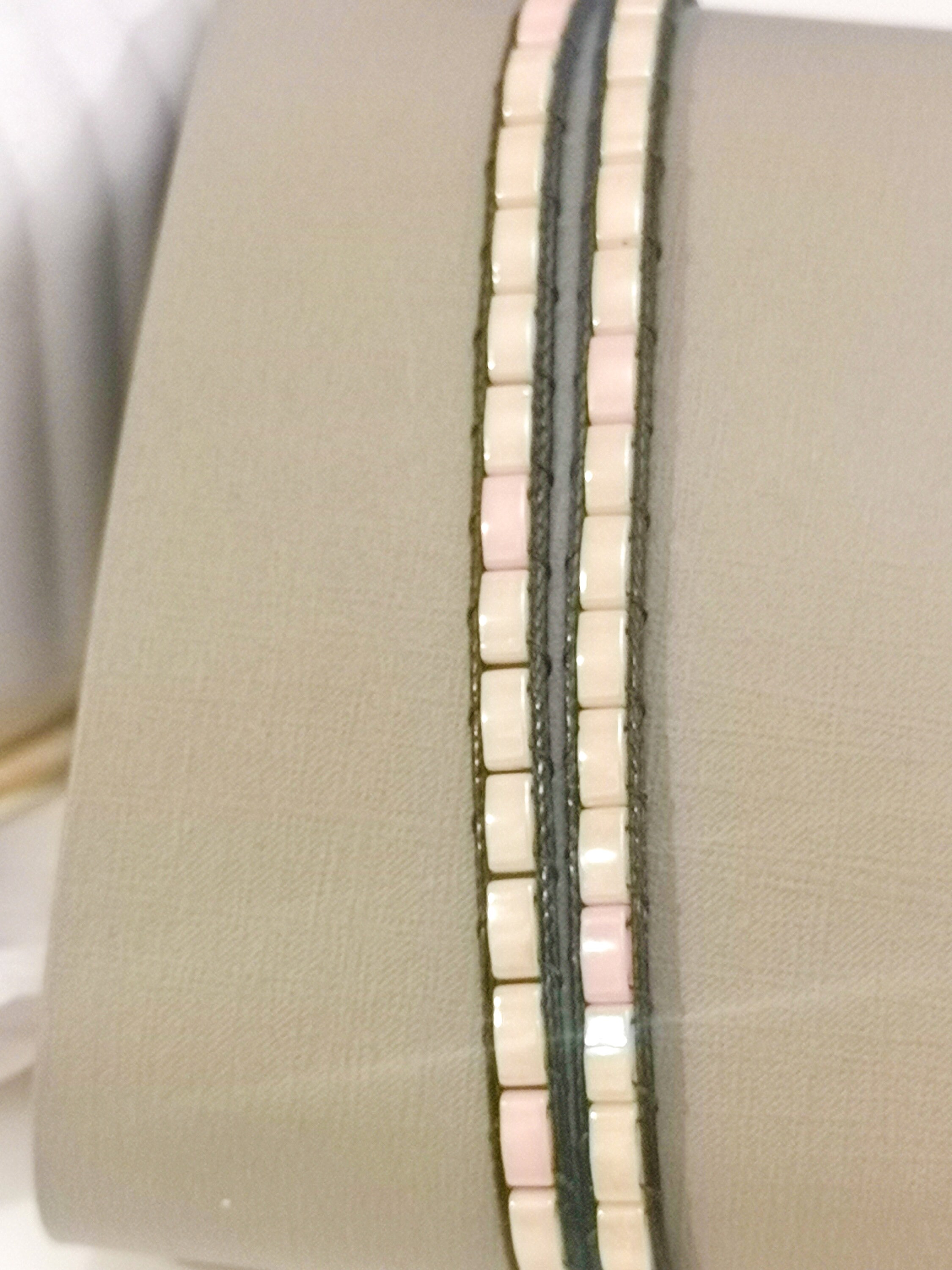 Double wrap bracelet, ivory unisex glass bracelet, photo 5