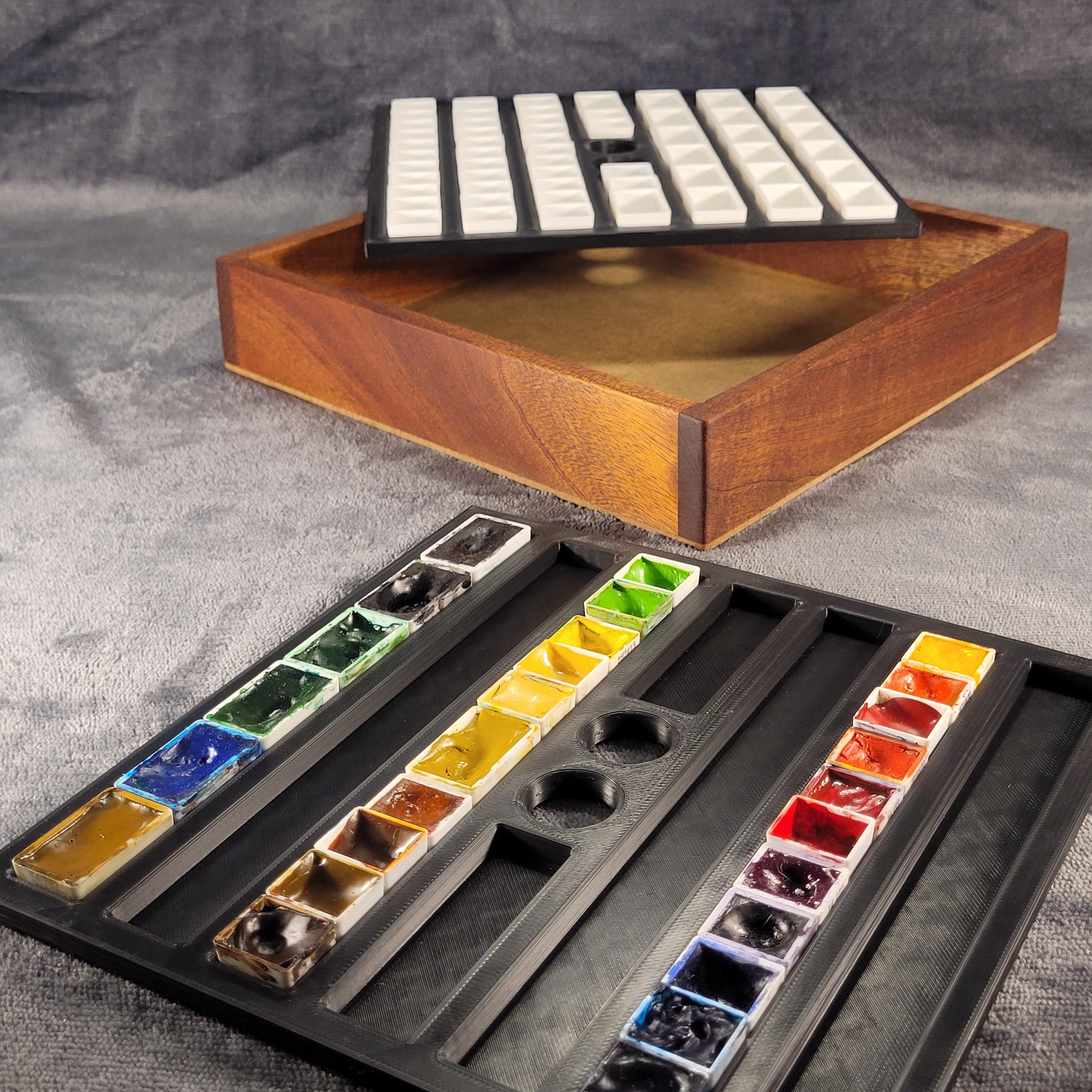 Quarter/Half Pan Organiser - Single Insert - (Holds up to 148 Quarter Pans) - Wooden Watercolour Holder - Quarter Pan Tray, photo 4