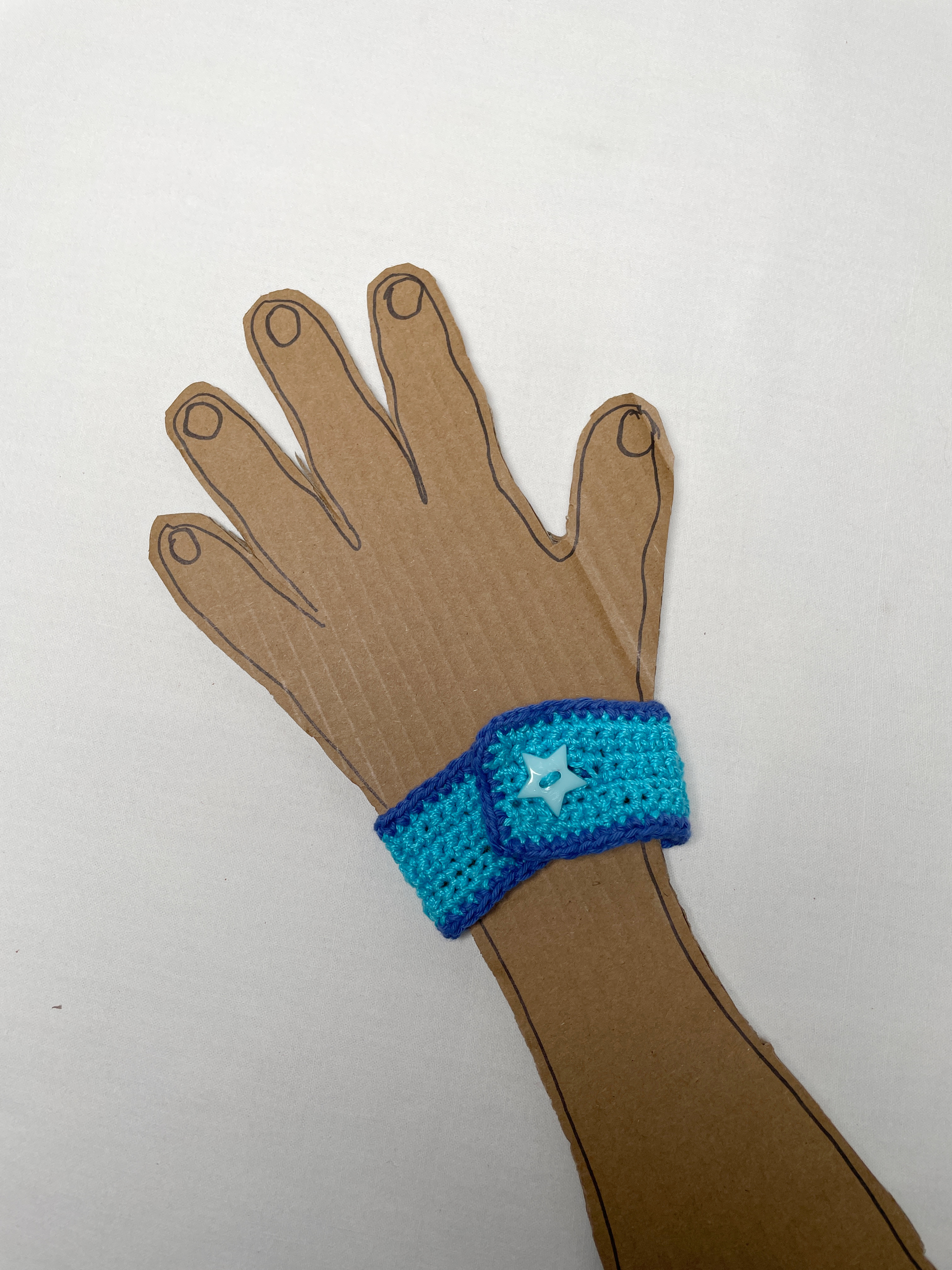 Crochet wristband, turquoise and blue, photo 3