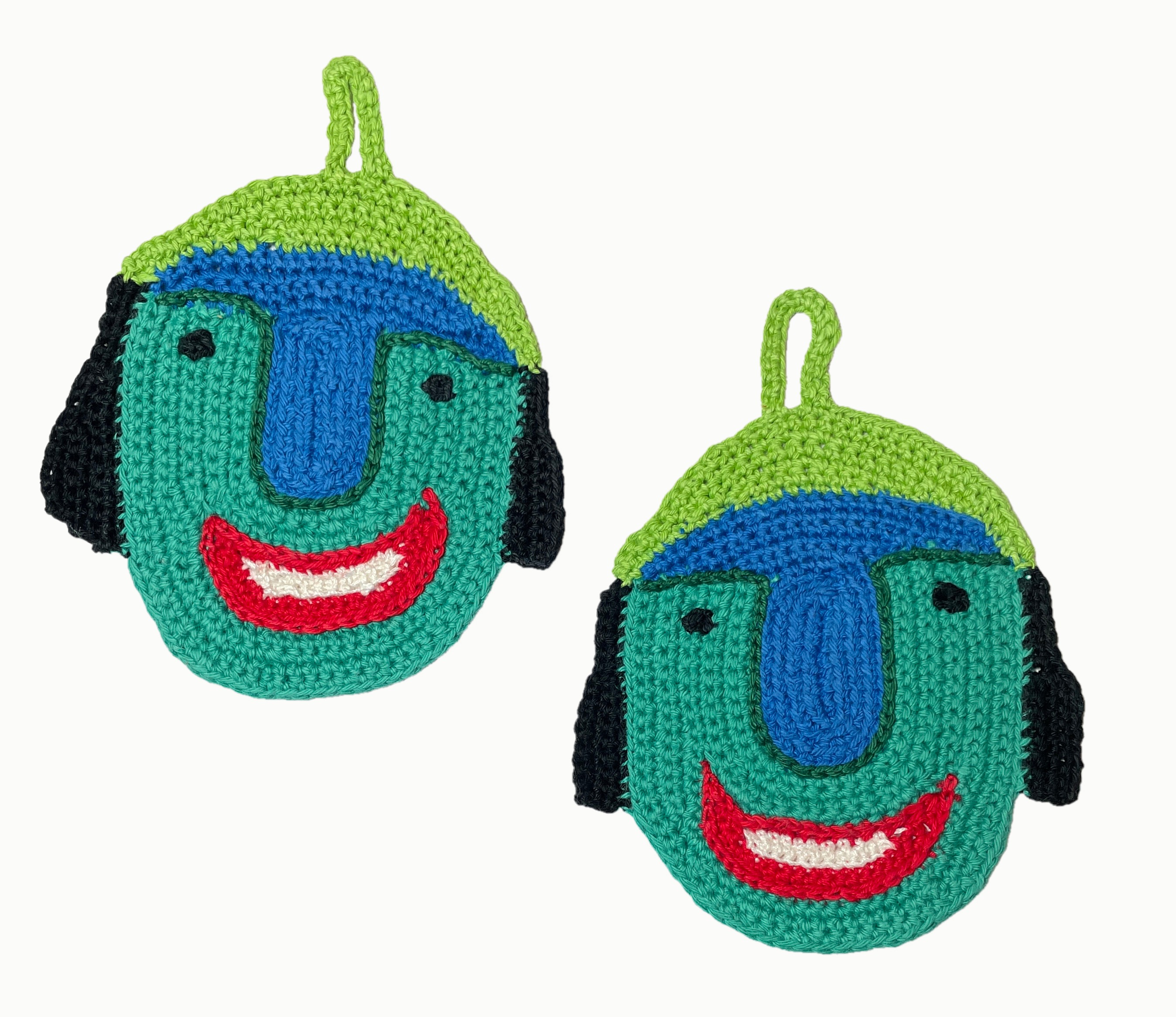 Colorful crochet potholders, blue and green, photo 2
