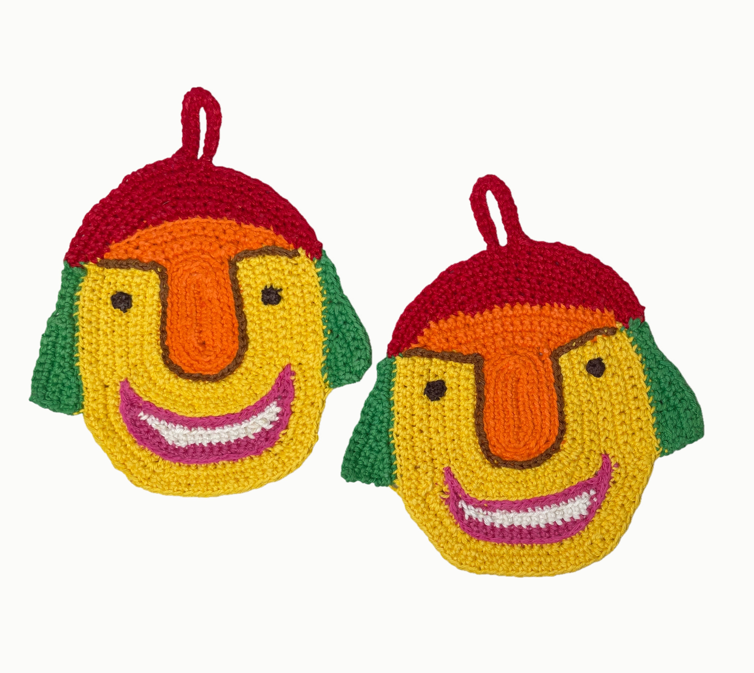Colorful crochet potholders, red and yellow, photo 2