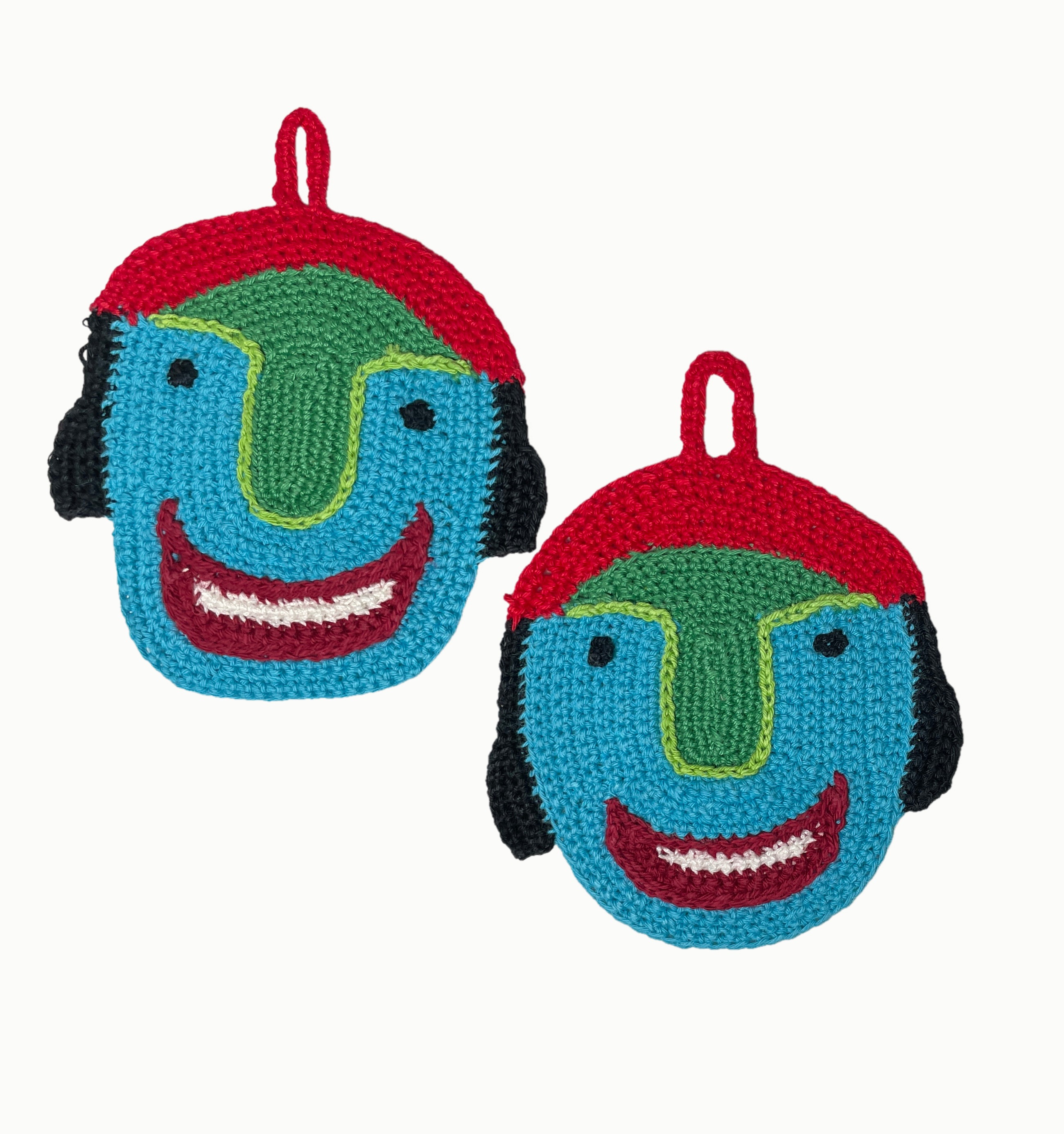 Colorful crochet potholders, red and turquoise , photo 2