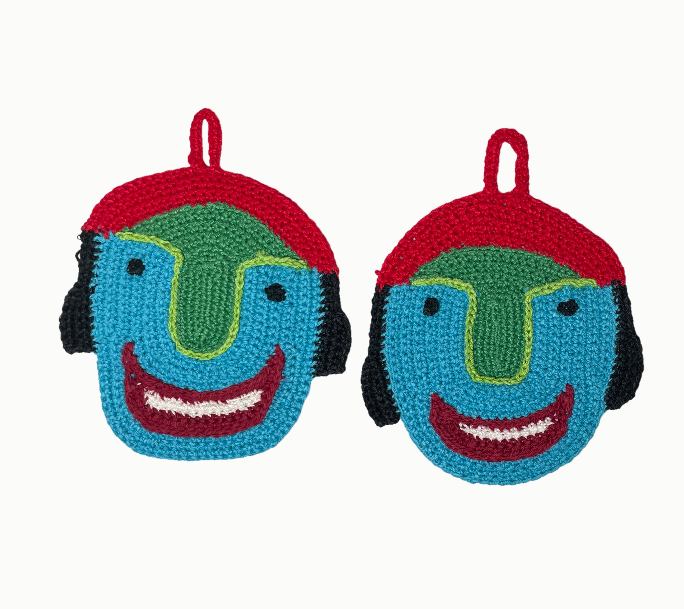 Colorful crochet potholders, red and turquoise , photo 3