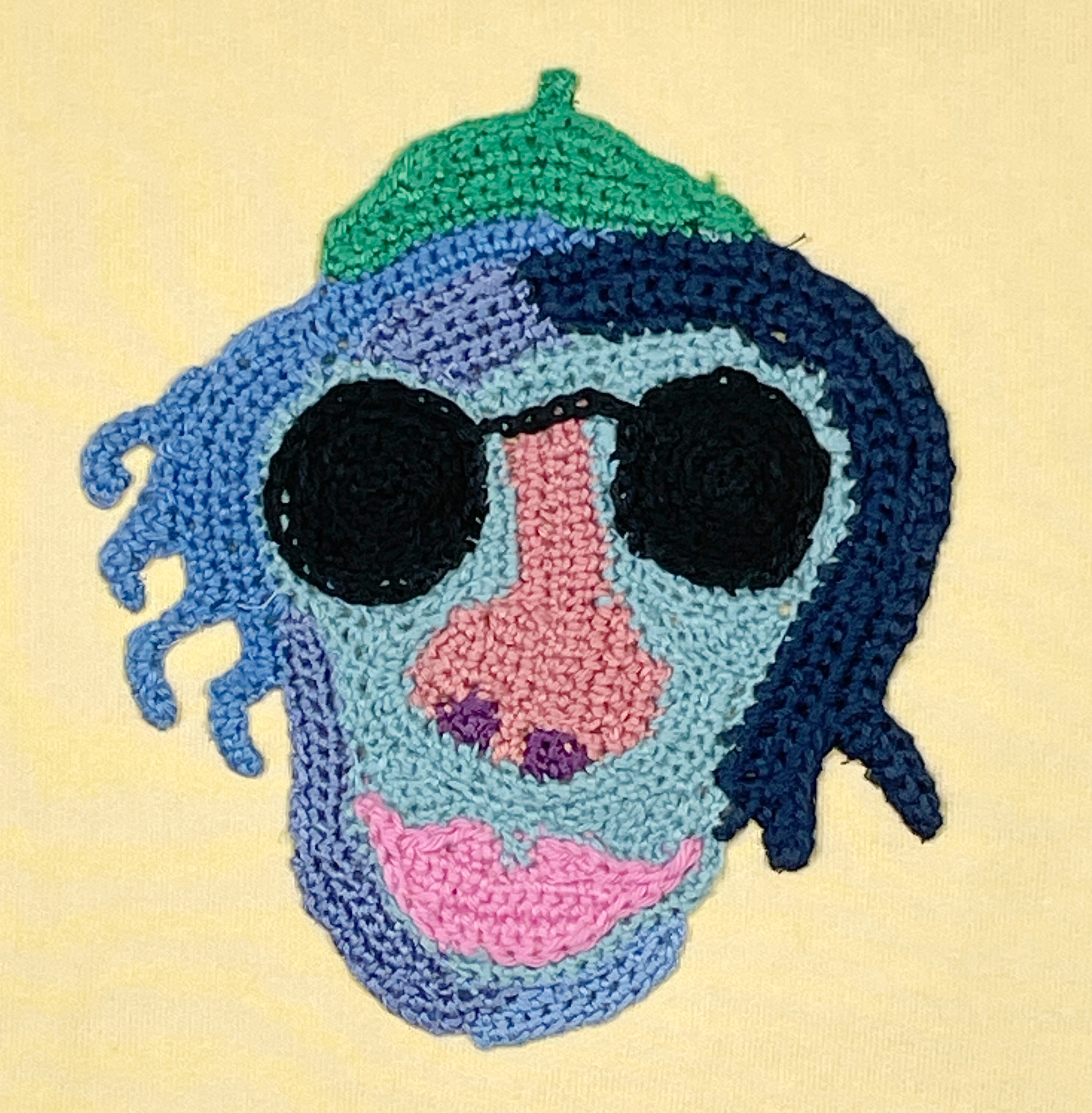 Wear A Smile, upcycled sweatshirt with crochet decor, soft yellow, size M., photo 3
