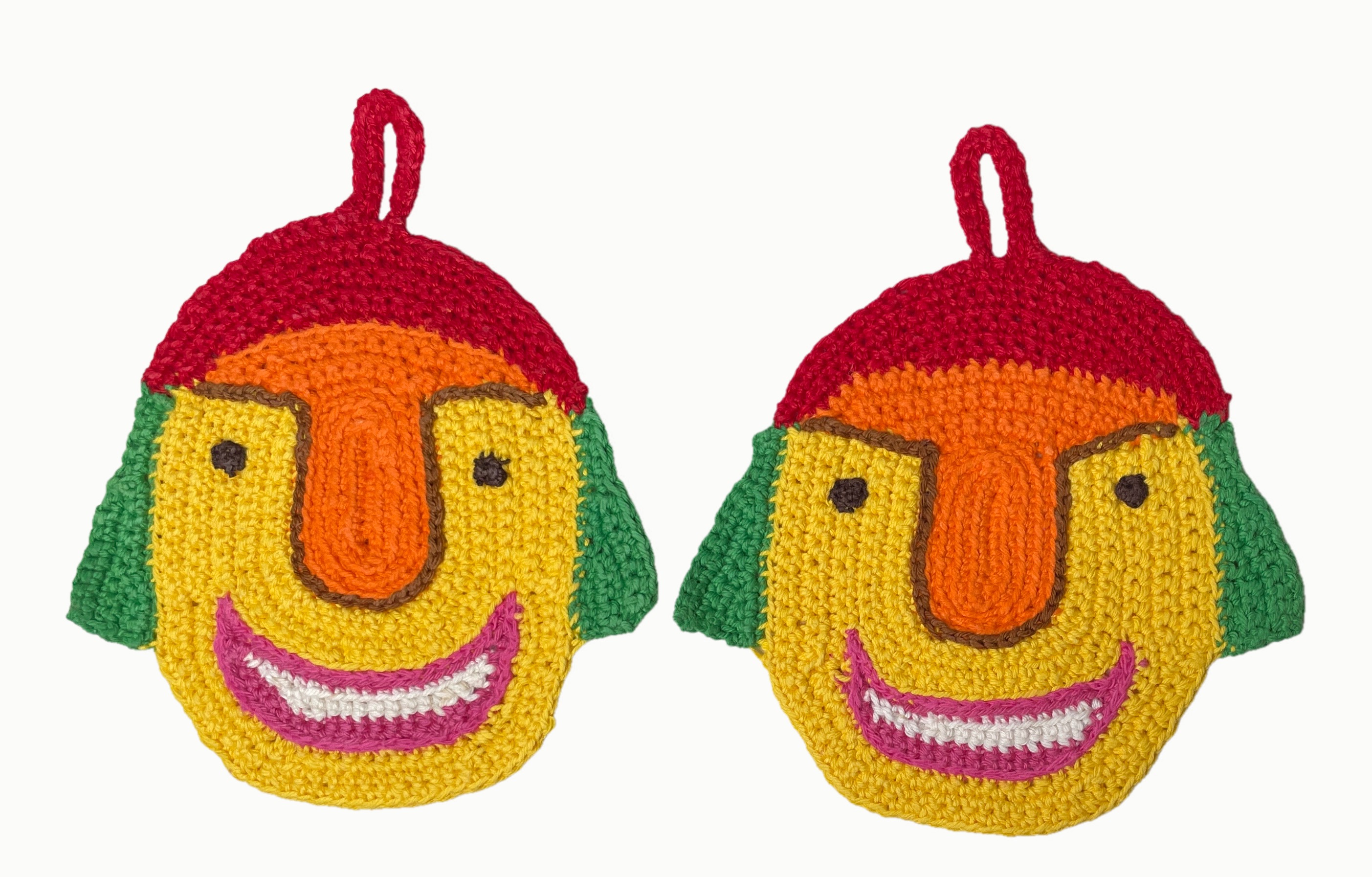 Colorful crochet potholders, red and yellow, photo 3