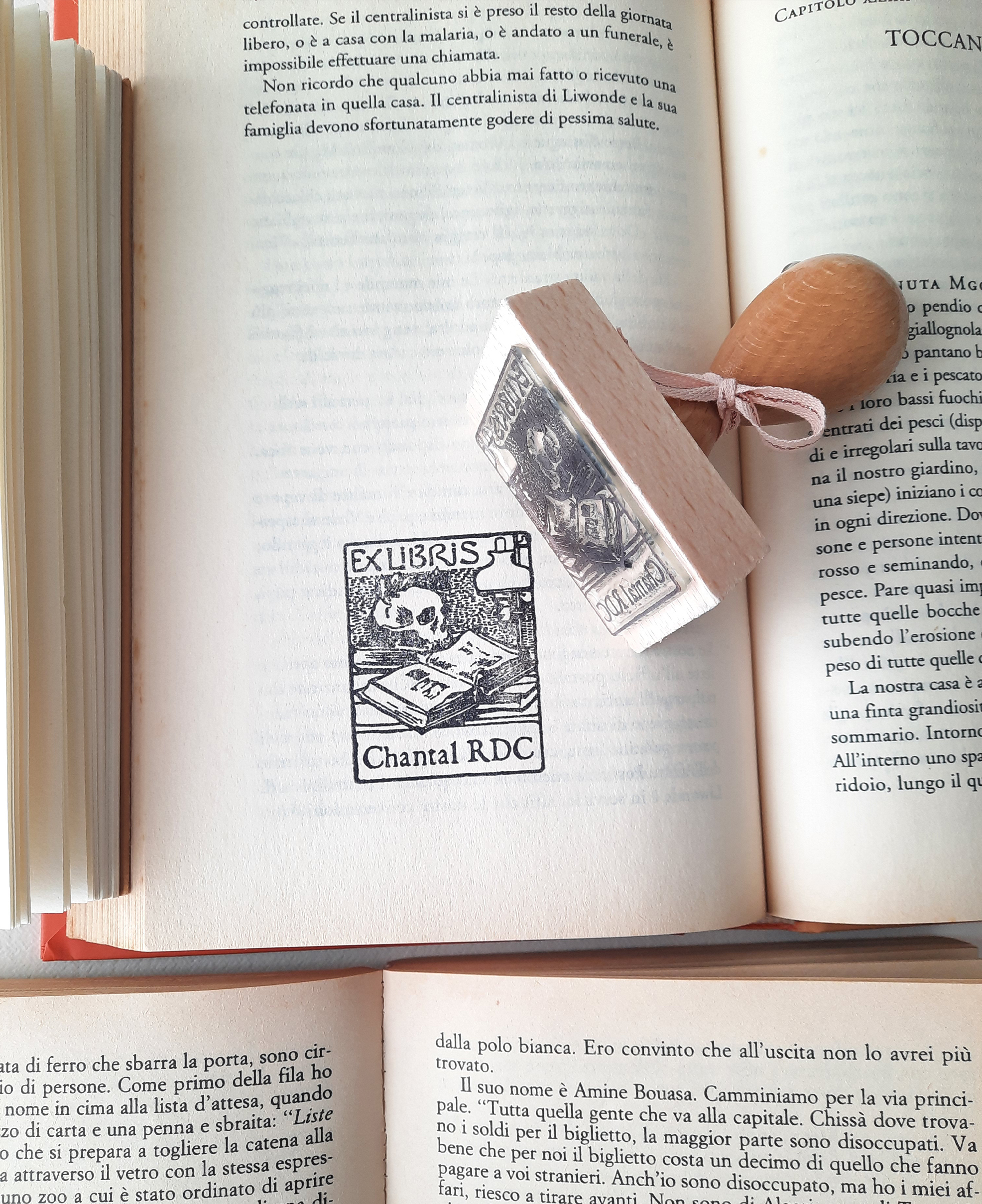 Personalized Book Stamp Memento Mori BookLover Gift for Man Ex Libris Bookplate Collectible Library Stamp Gothic Style, photo 3