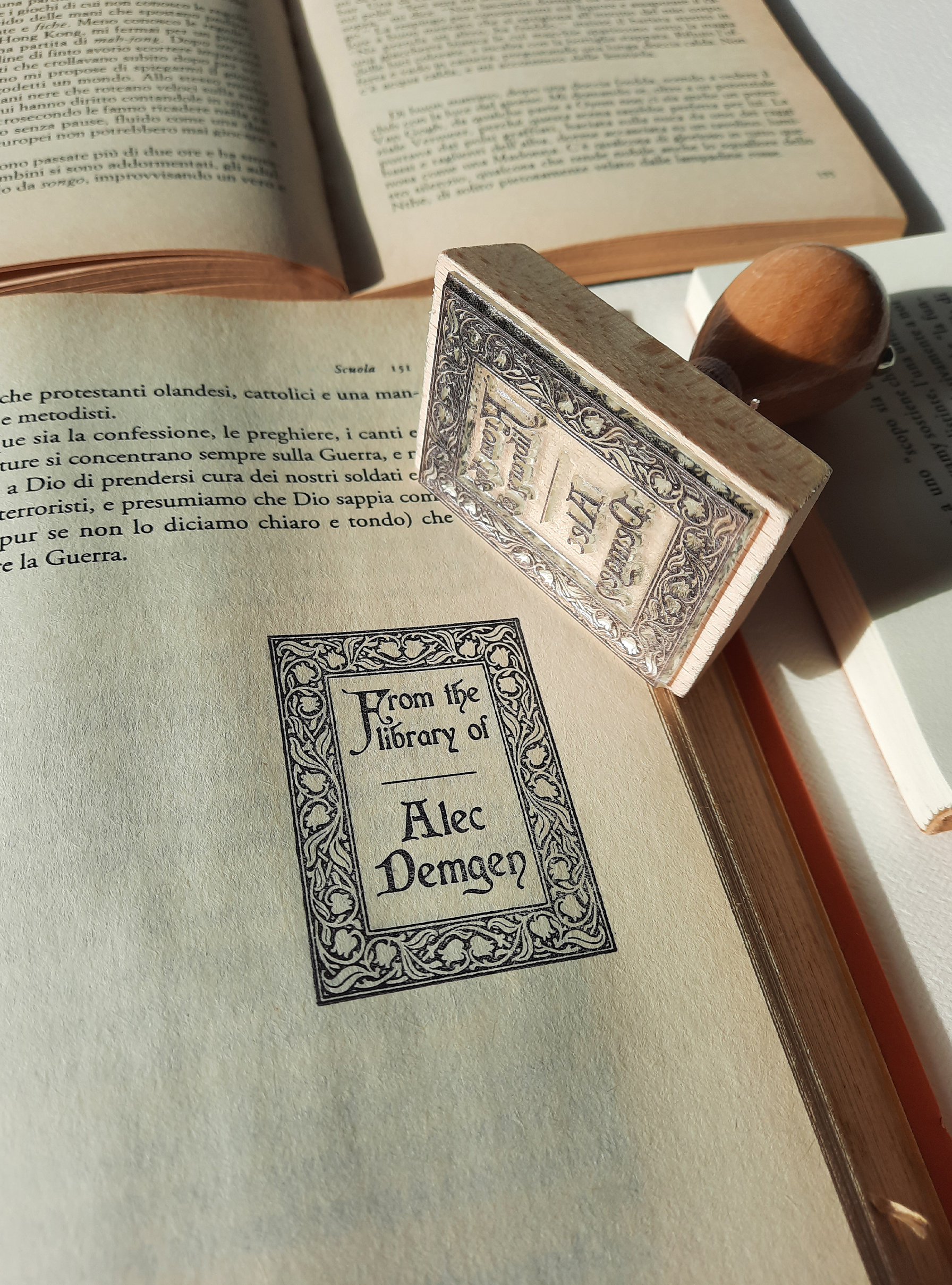 Personal Library Book Stamp Book Lover Gift for Man Ex Libris Bookplate Collectible Library Stamp, photo 2