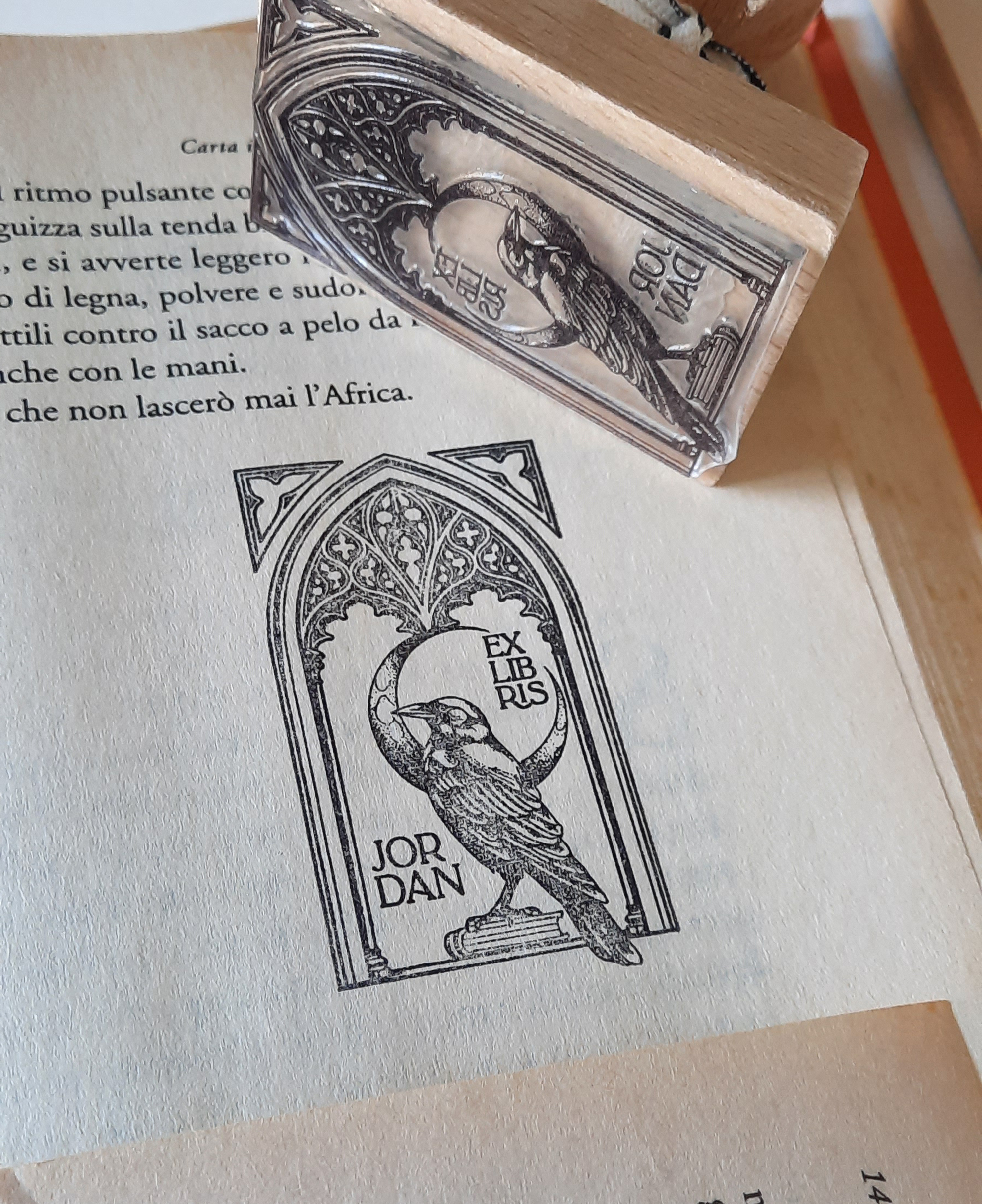 Medieval Window Personalized Book Stamp BookLover Gift Gothic Ex Libris Bookplate Collectible Library Stamp, photo 3
